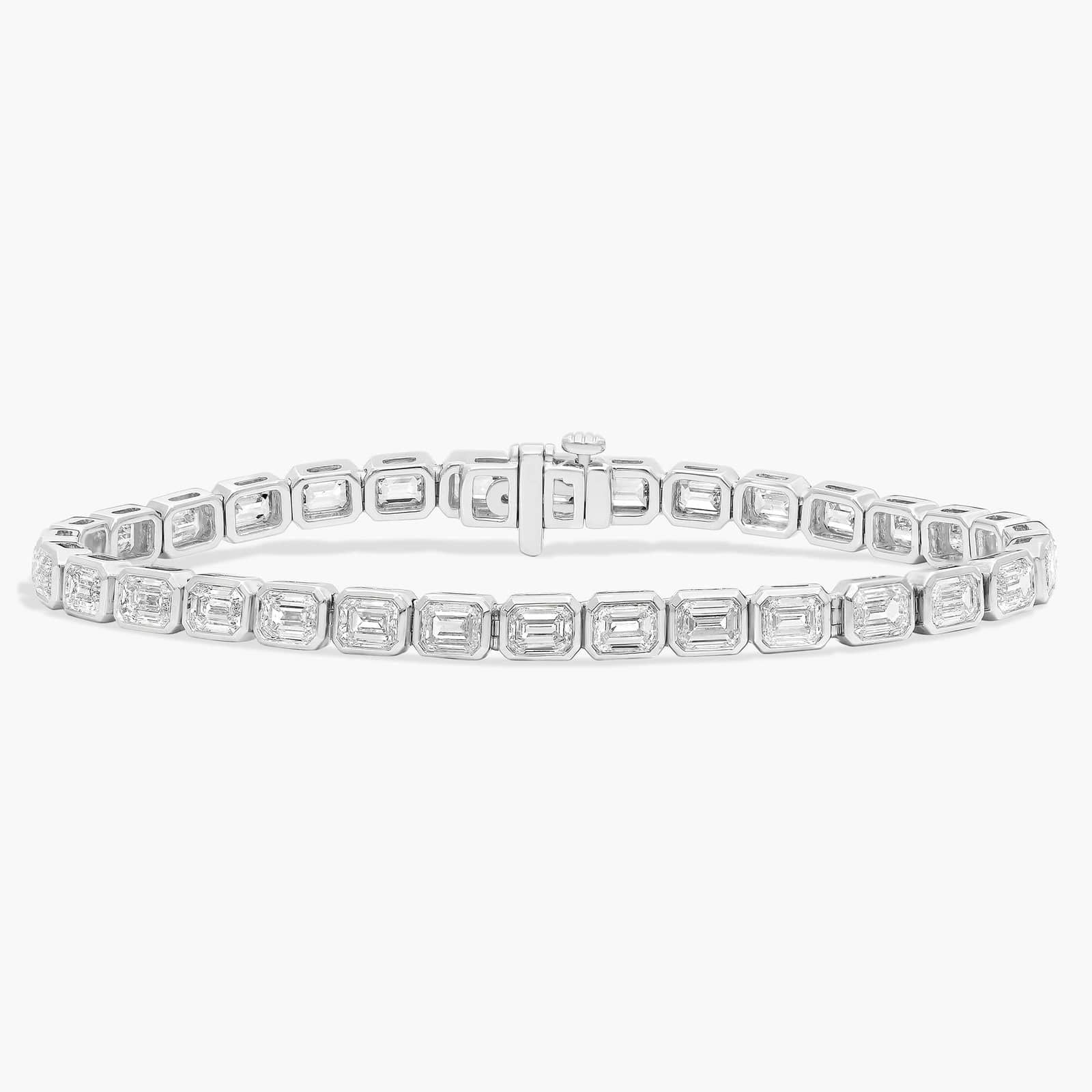 Emerald-Cut Diamond Tennis Bracelet, 14K Gold, Lab Grown