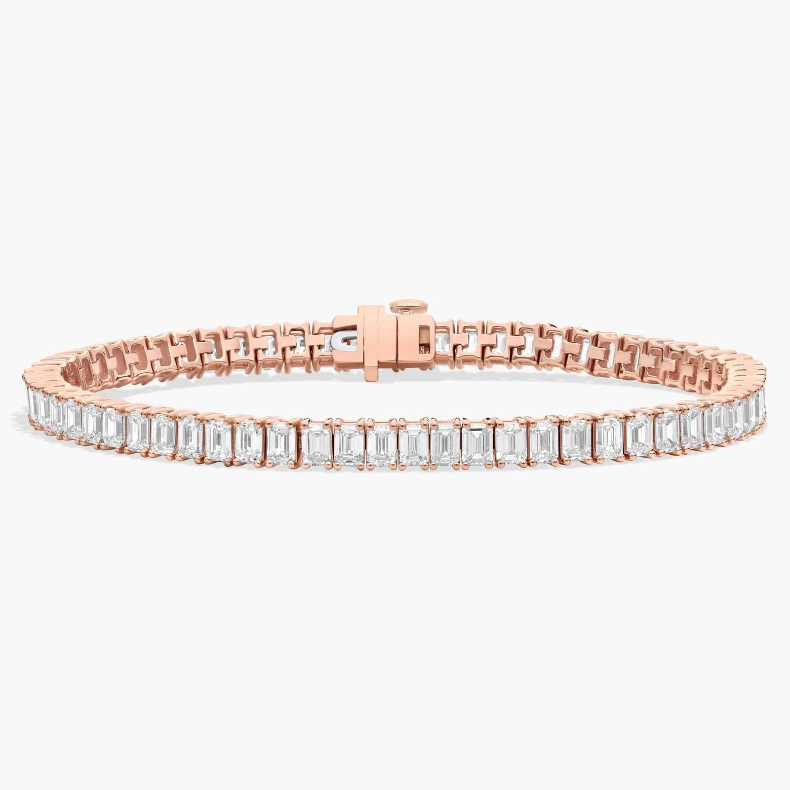 Emerald-Cut Diamond Tennis Bracelet, 14K Gold, Lab Grown
