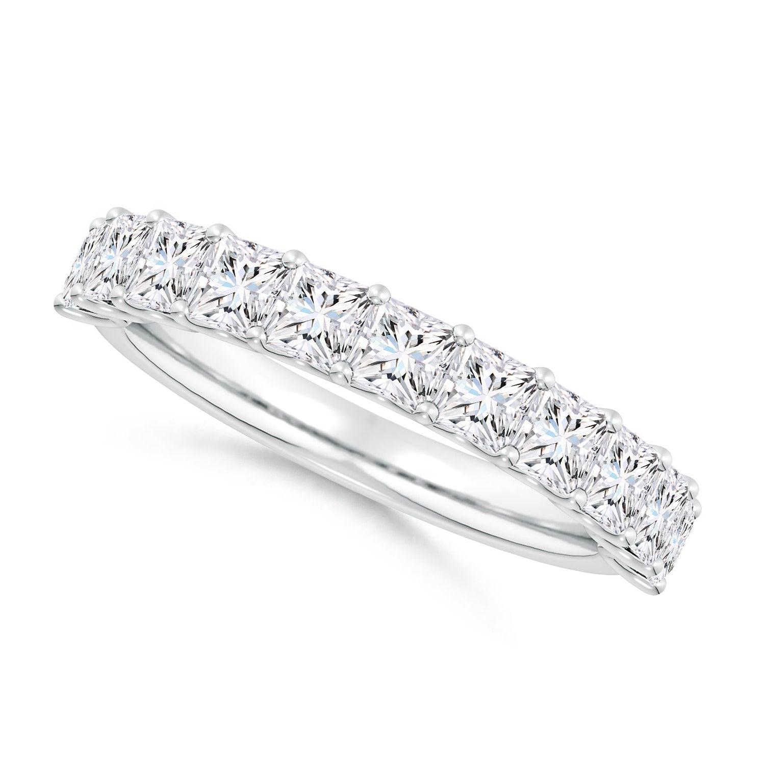 Princess-Cut Diamond Half Eternity Wedding Ring