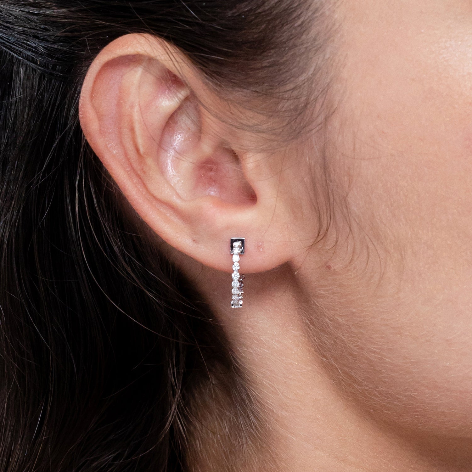 Diamond Hoop Earrings, 14K Gold