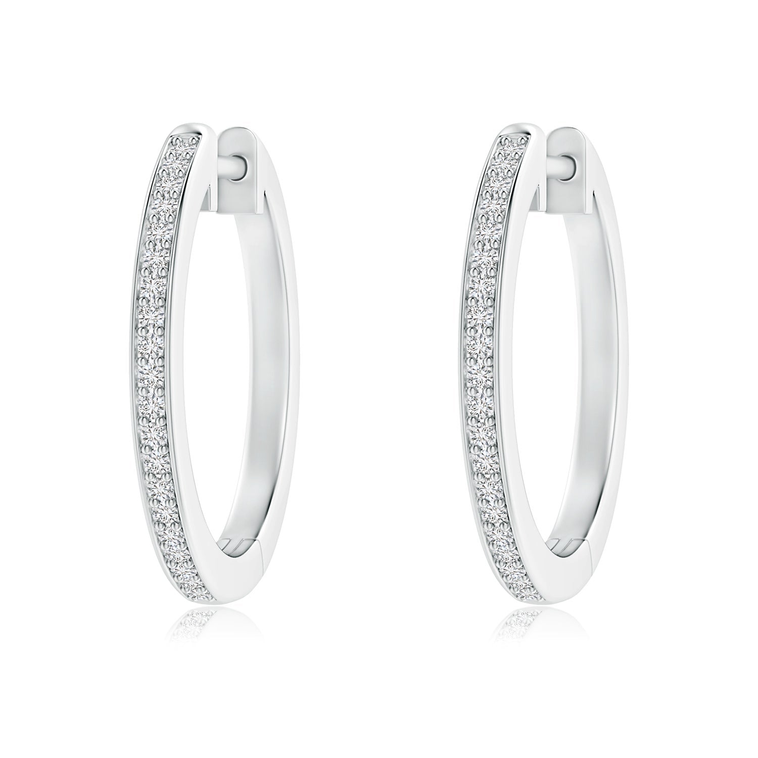 Pavé-Set Round Diamond Hinged Hoop Earrings, Lab-Grown
