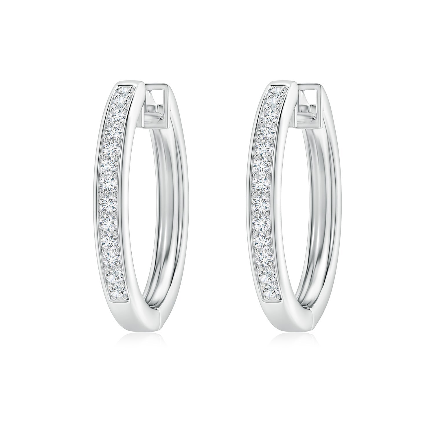 Diamond Hinged Hoop Earrings, Pave-Set