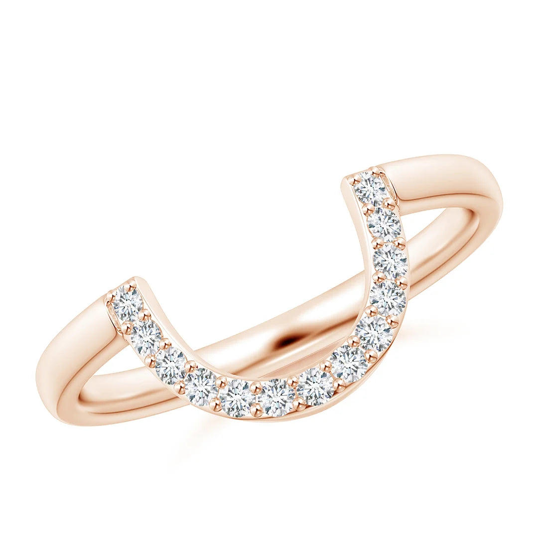 Round Diamond U-Shaped Wedding Ring