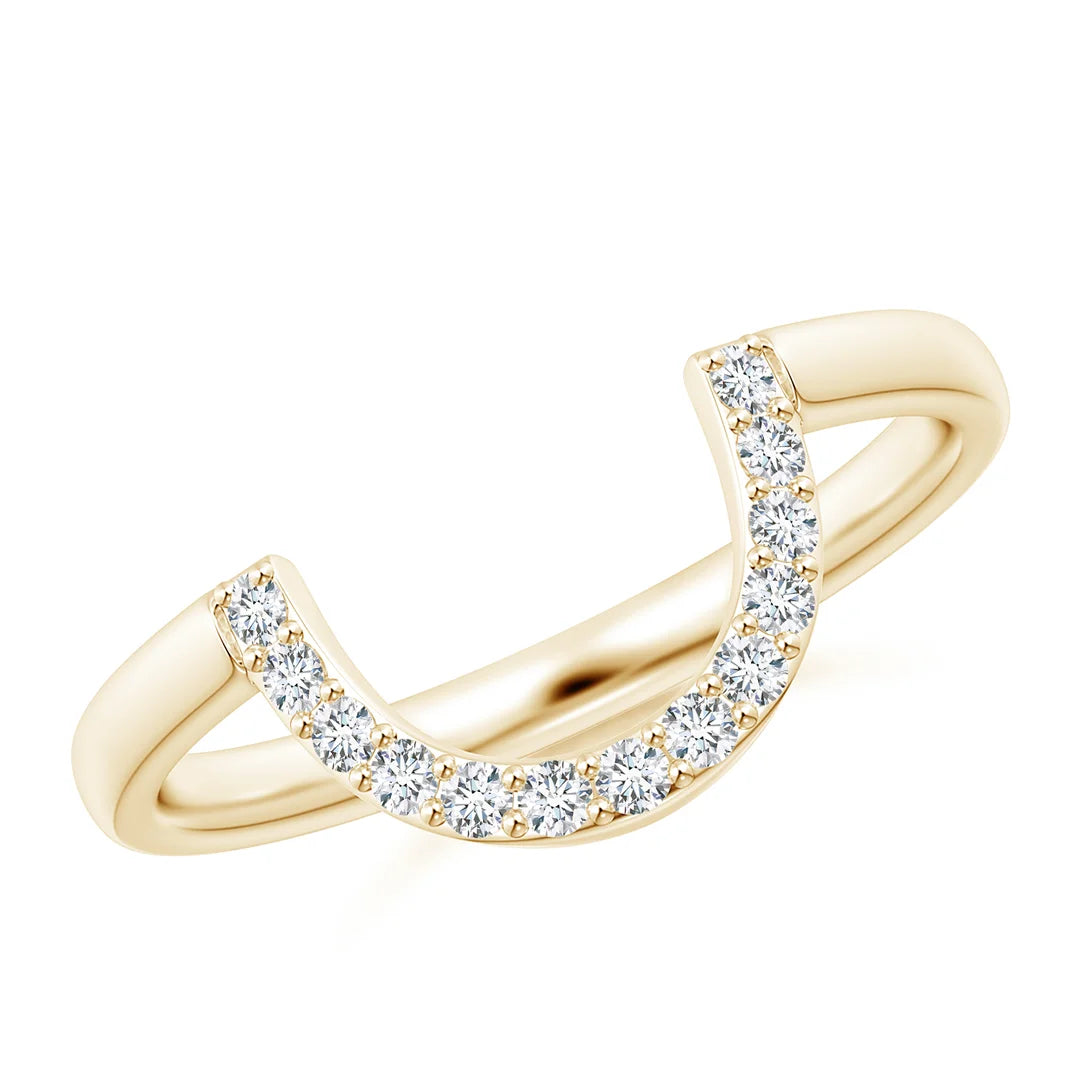 Round Diamond U-Shaped Wedding Ring