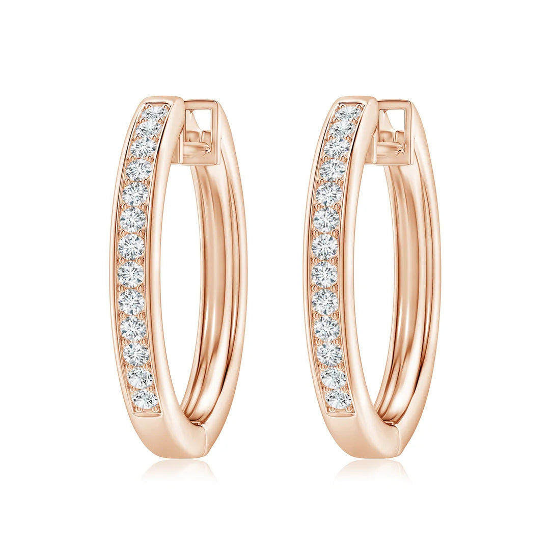 Diamond Hinged Hoop Earrings, Pave-Set