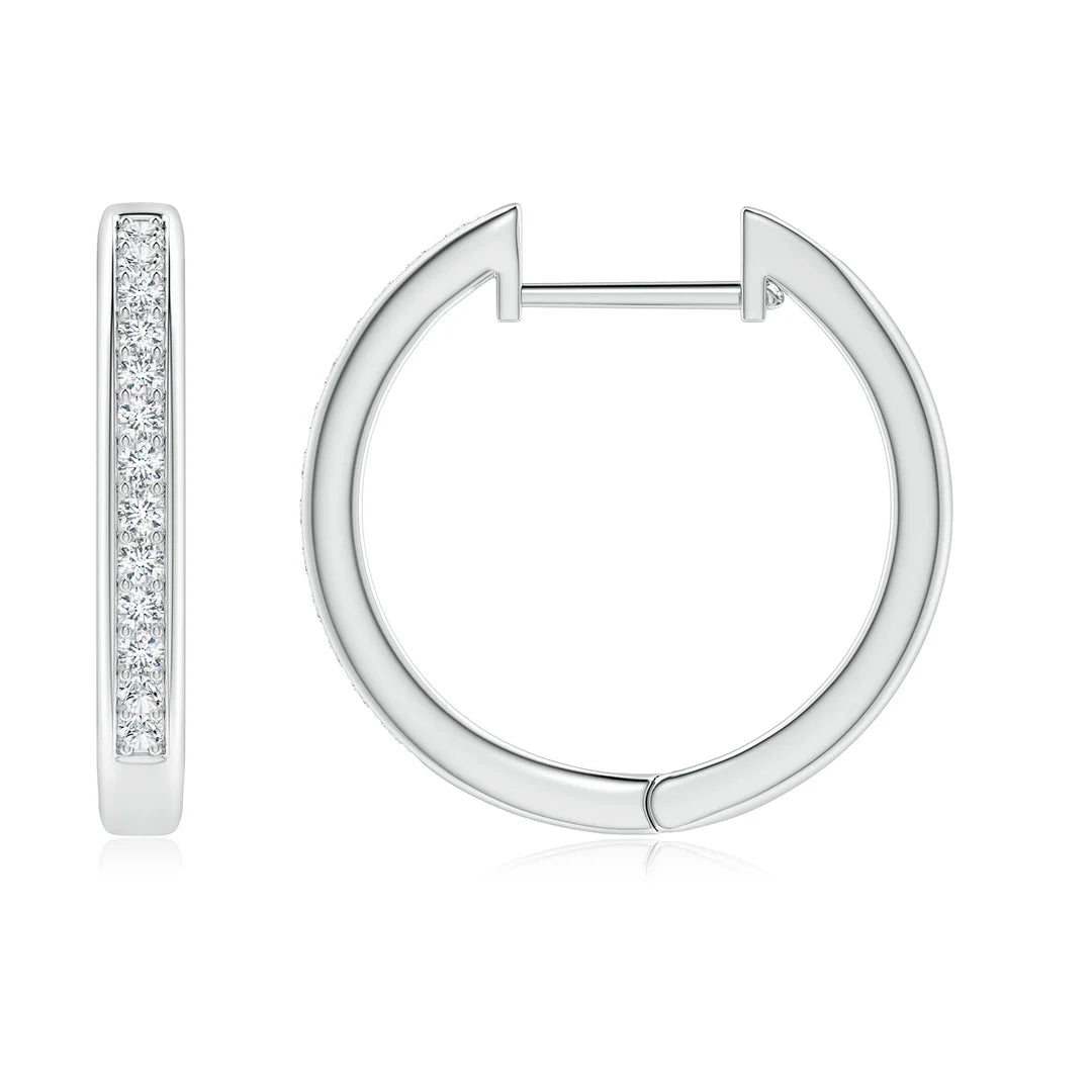 Diamond Hinged Hoop Earrings, Pave-Set