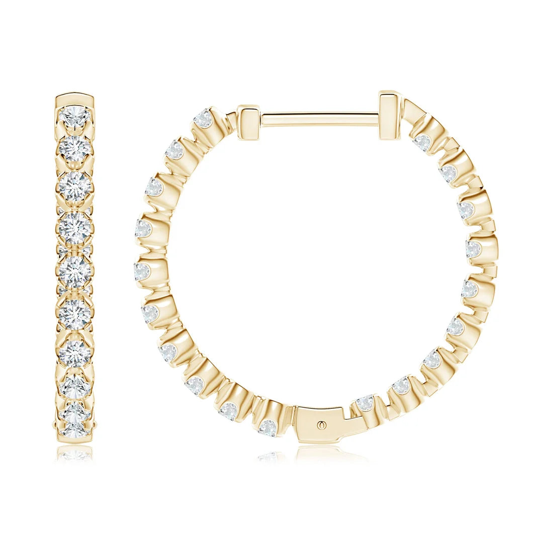Diamond Hoop Earrings, 14K Gold