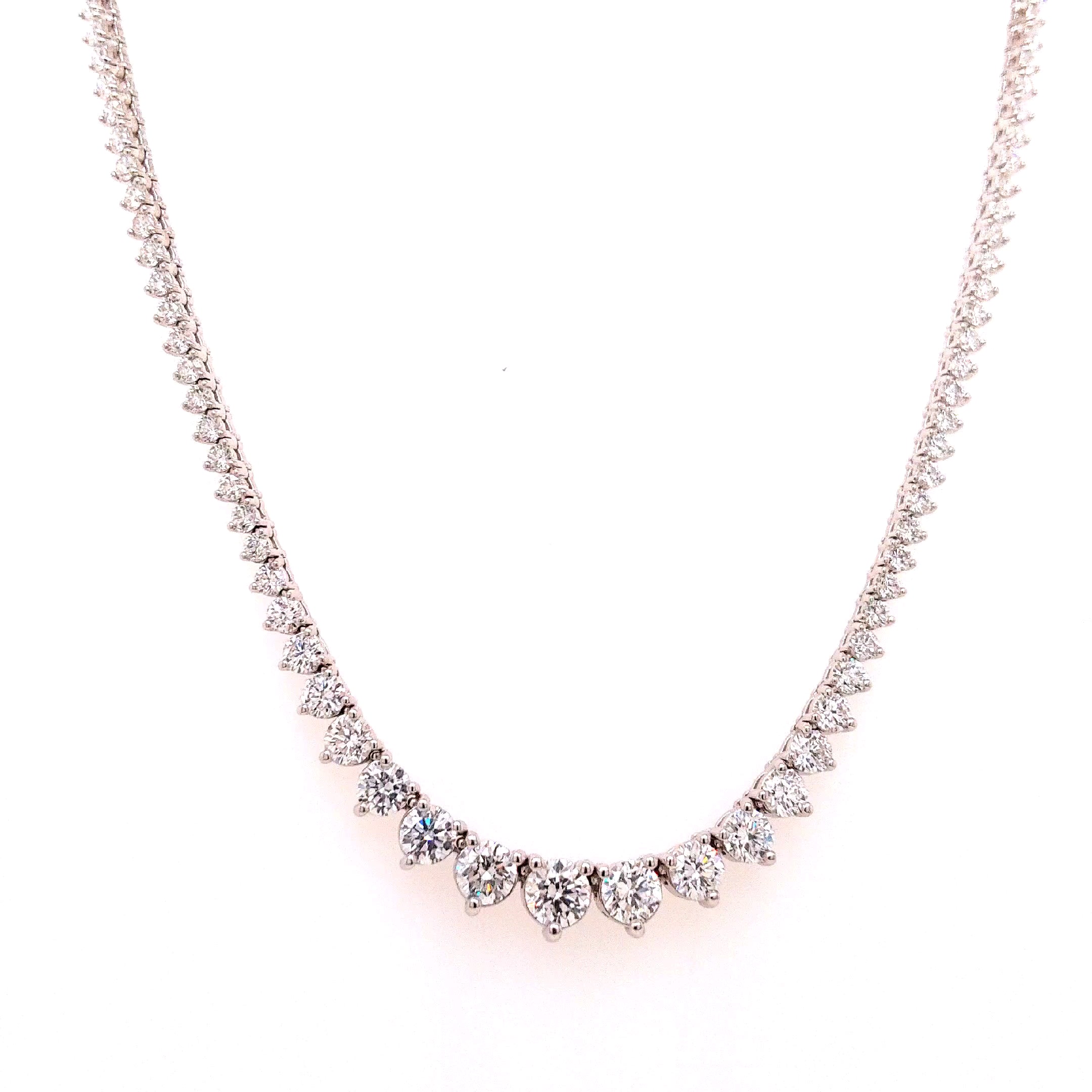 Riviera Round Cut Diamond Necklace in 14K White Gold, Lab Grown