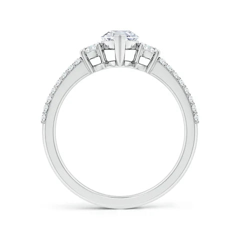 Marquise Diamond Side Stone Knife-Edge Shank Engagement Ring, Lab-Grown