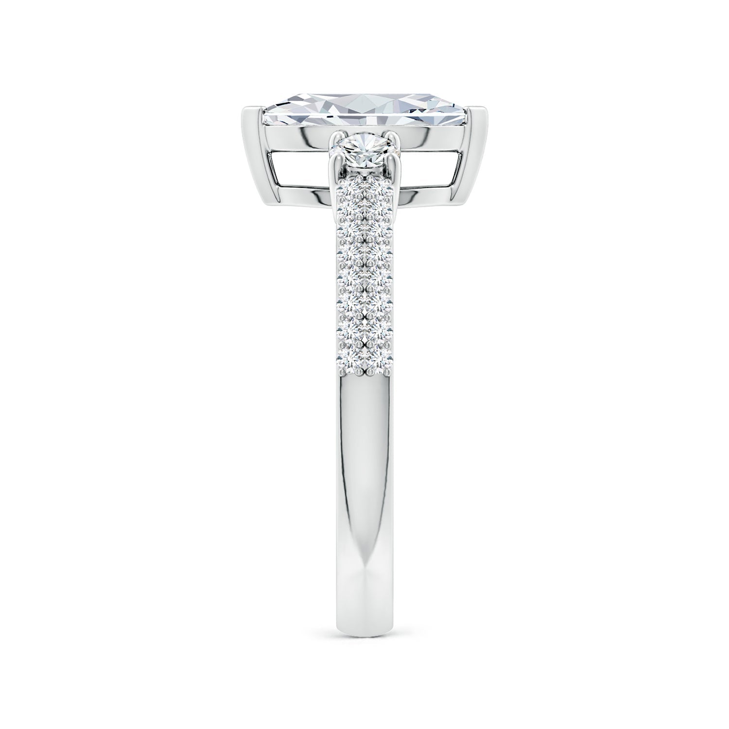 Marquise Diamond Side Stone Knife-Edge Shank Engagement Ring, Lab-Grown