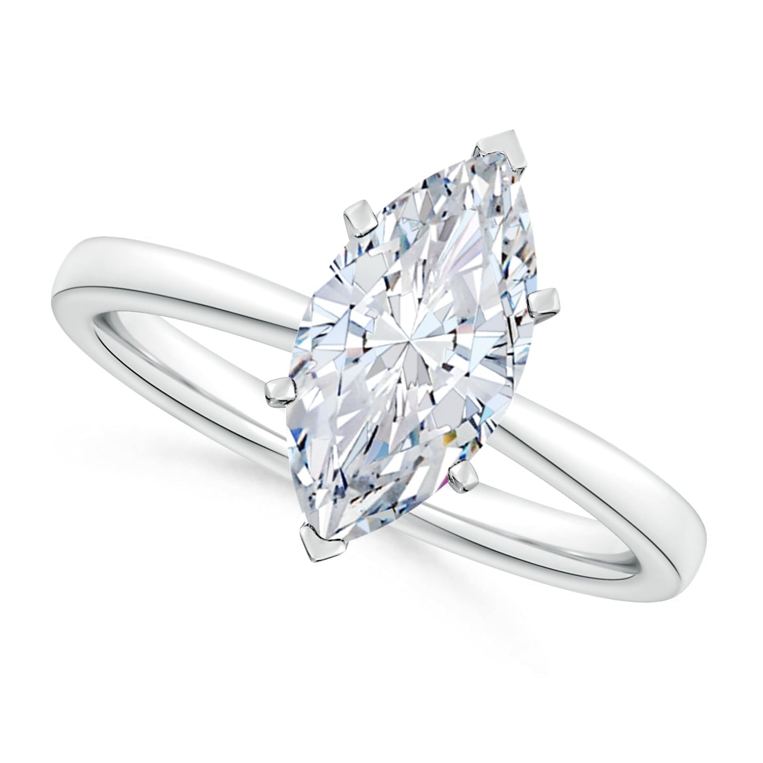 Marquise Diamond Reverse Tapered Shank Solitaire Engagement Ring