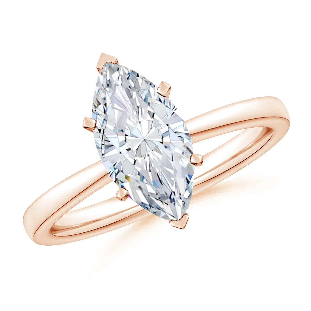 Marquise Diamond Reverse Tapered Shank Solitaire Engagement Ring