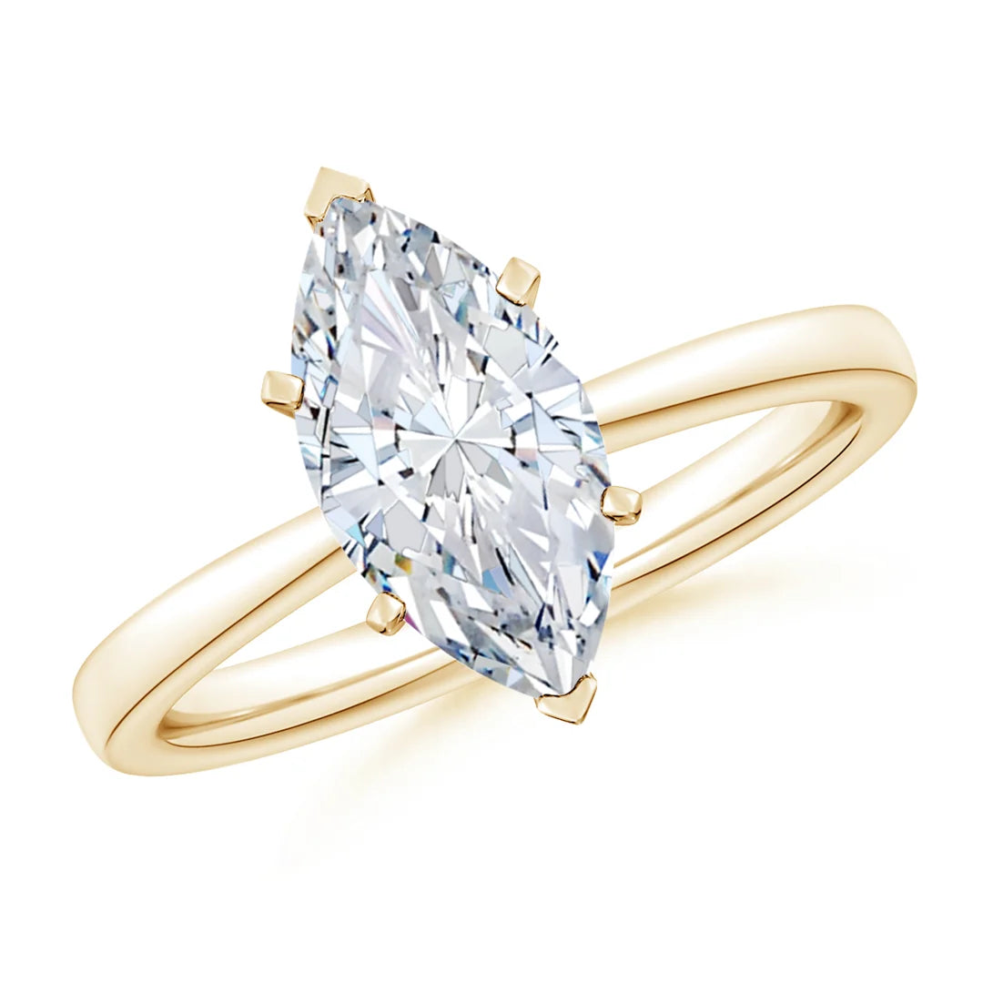 Marquise Diamond Reverse Tapered Shank Solitaire Engagement Ring