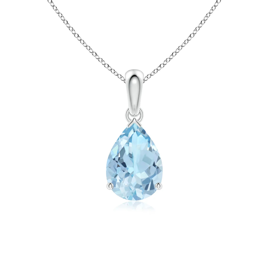 Aquamarine Pear-Shaped  Solitaire Pendant