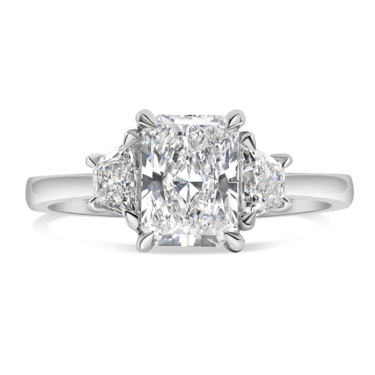 Radiant and Trapezoid Three Stone Ring