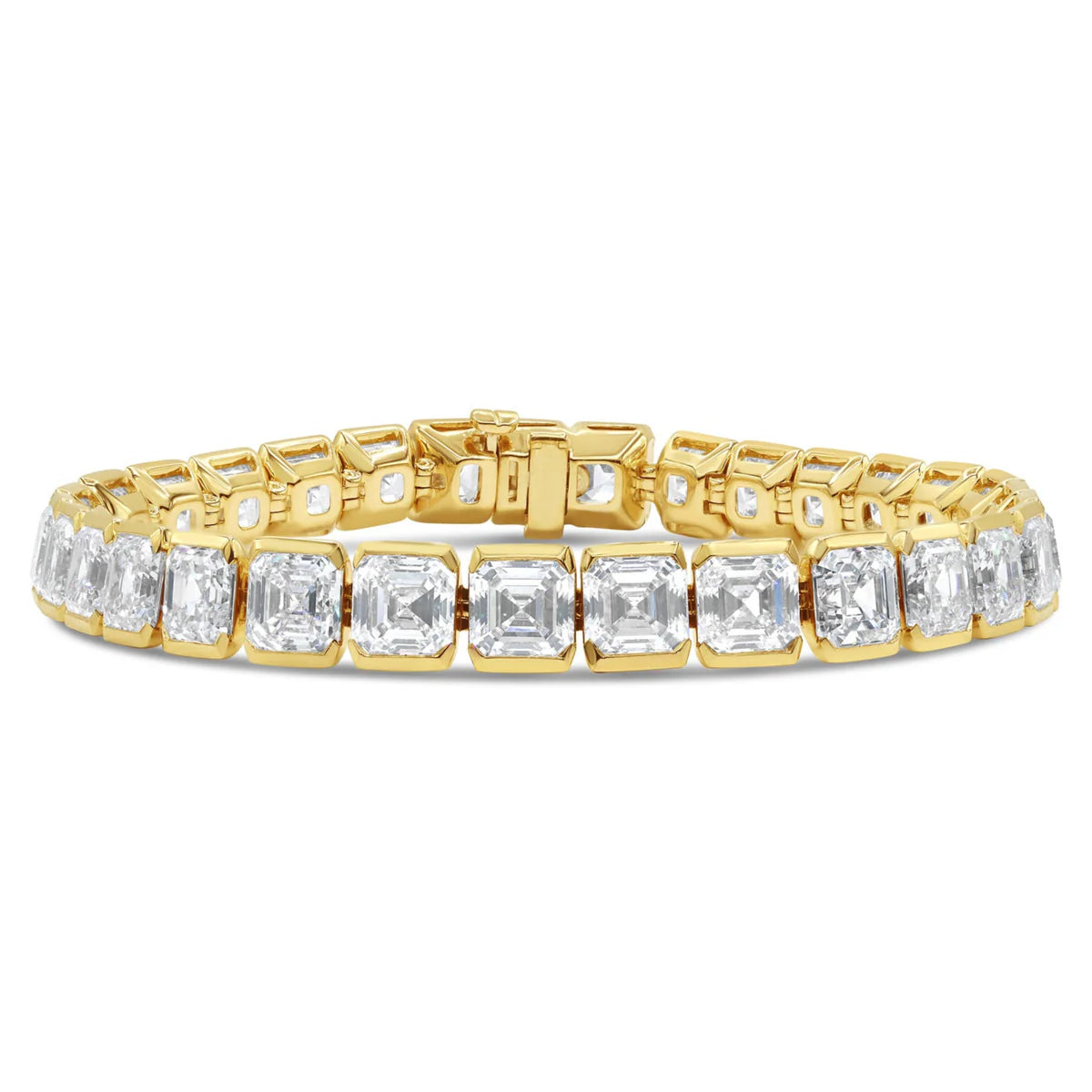 Lab Grown Asscher Cut Semi-Bezel Diamond Tennis Bracelet
