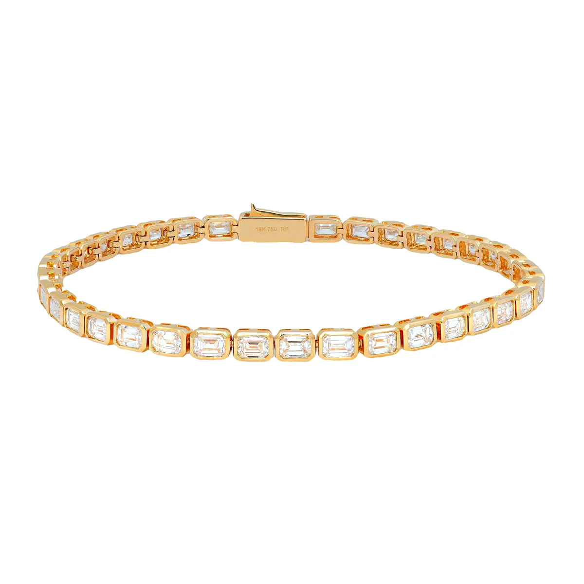 18K East West Emerald Cut Bezel Set Bracelet