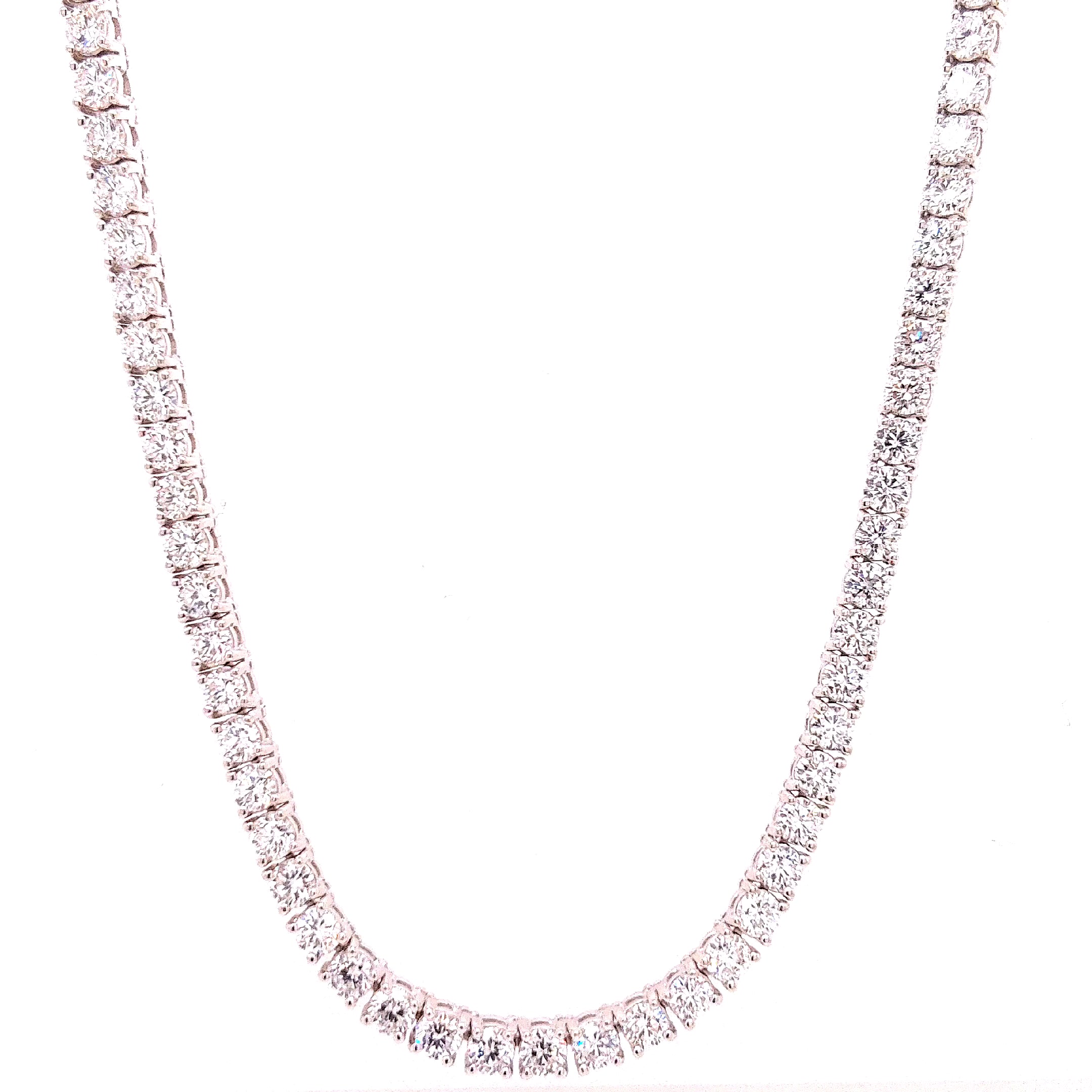 Round Diamond Tennis Necklace, 10.08 ct., 14K White Gold, Lab Grown
