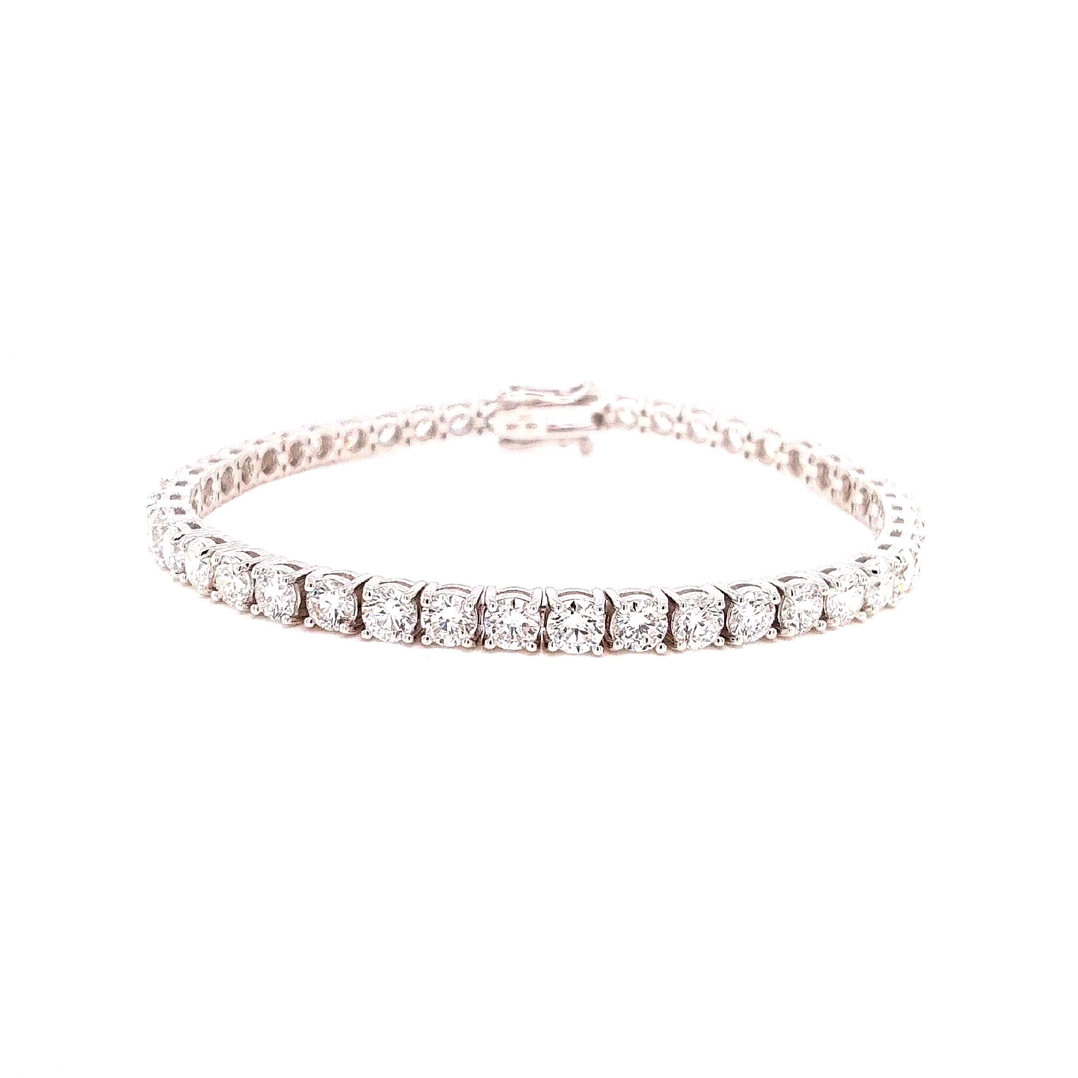 Round Diamond Tennis Bracelet, 8.39 ct., 14K White Gold, Lab Grown