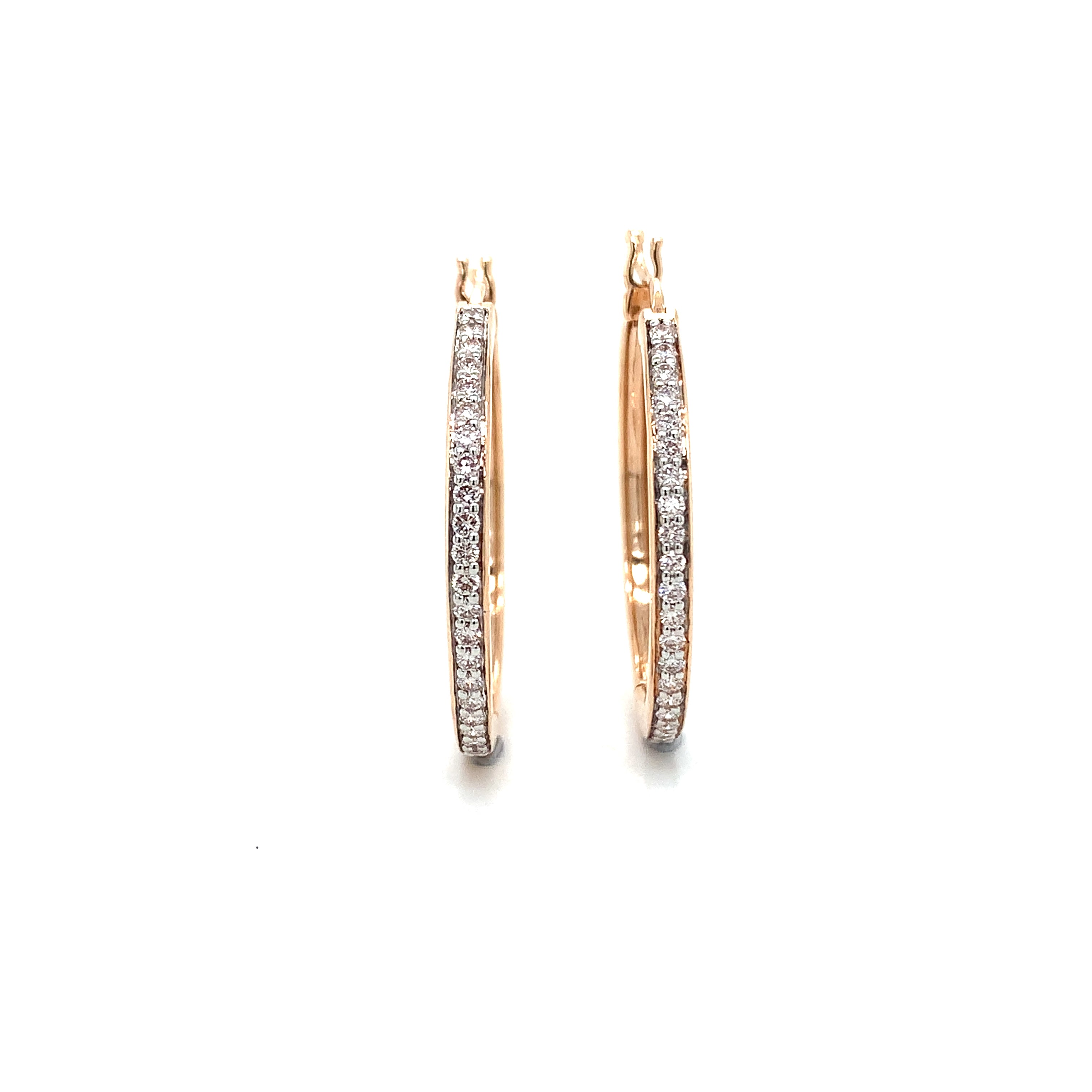 Round Diamond Hoop Earrings, 0.43 ct., 14K Rose Gold