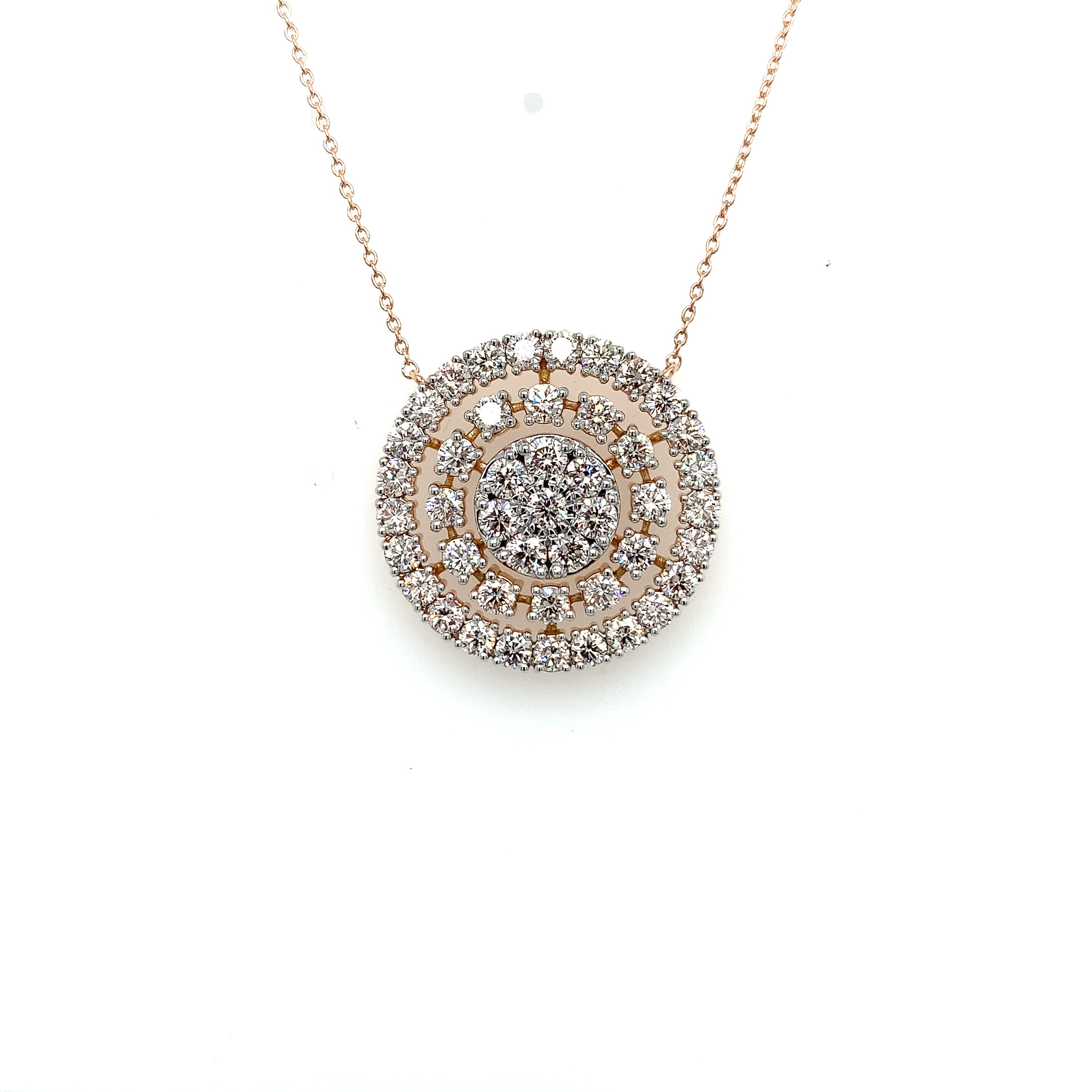 Round Diamond Fancy Pendant, 2.92 ct., 14K Rose Gold, Lab Grown