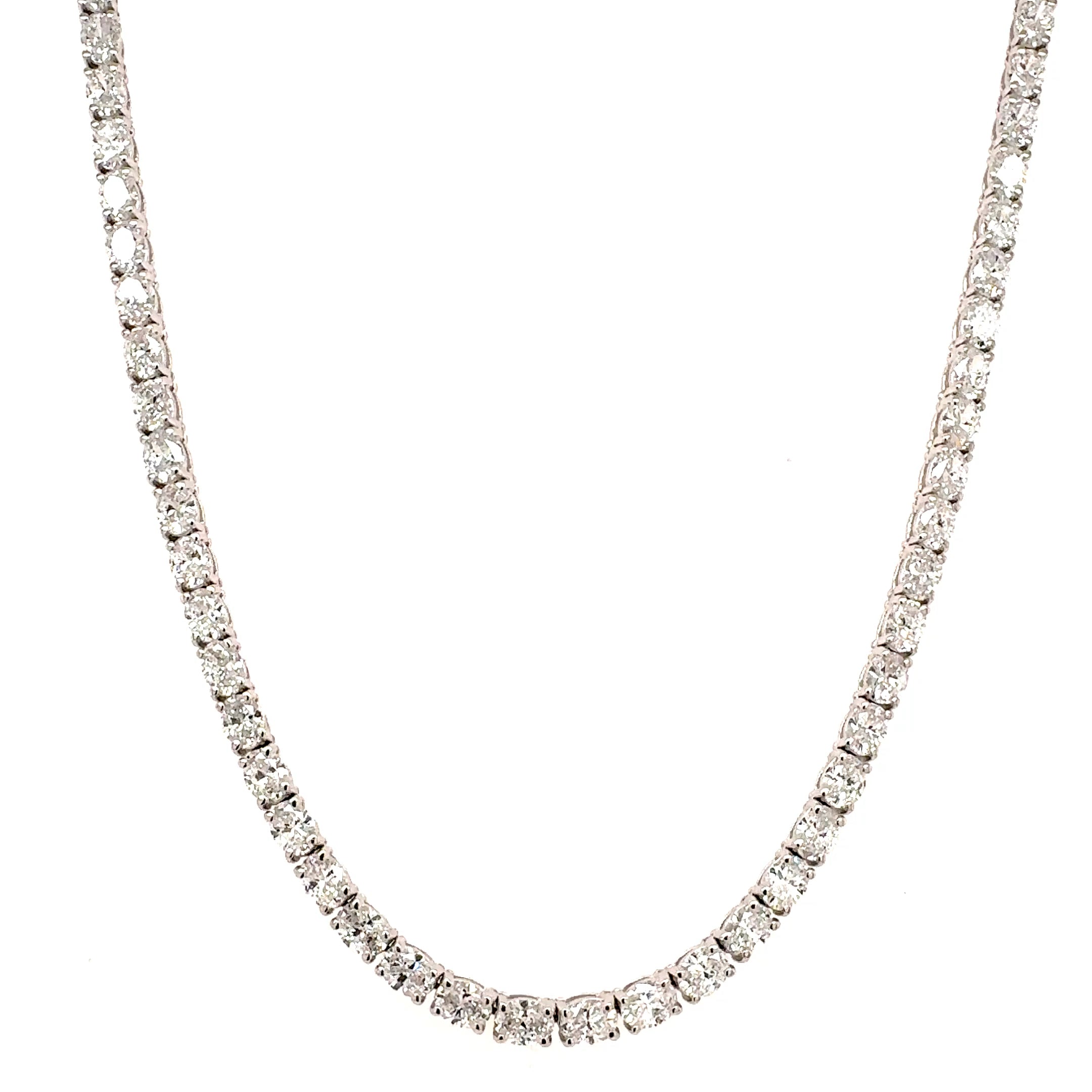 Oval Diamond Tennis Necklace, 14.98 ct., 14K White Gold, Lab Grown