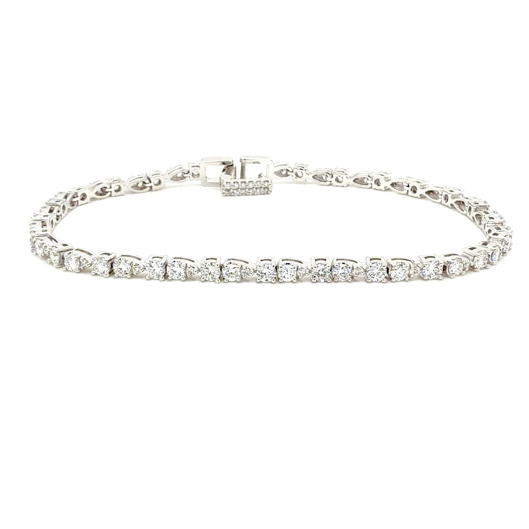 Round Diamond Bracelet, 2.61 ct., 14K White Gold, Lab Grown