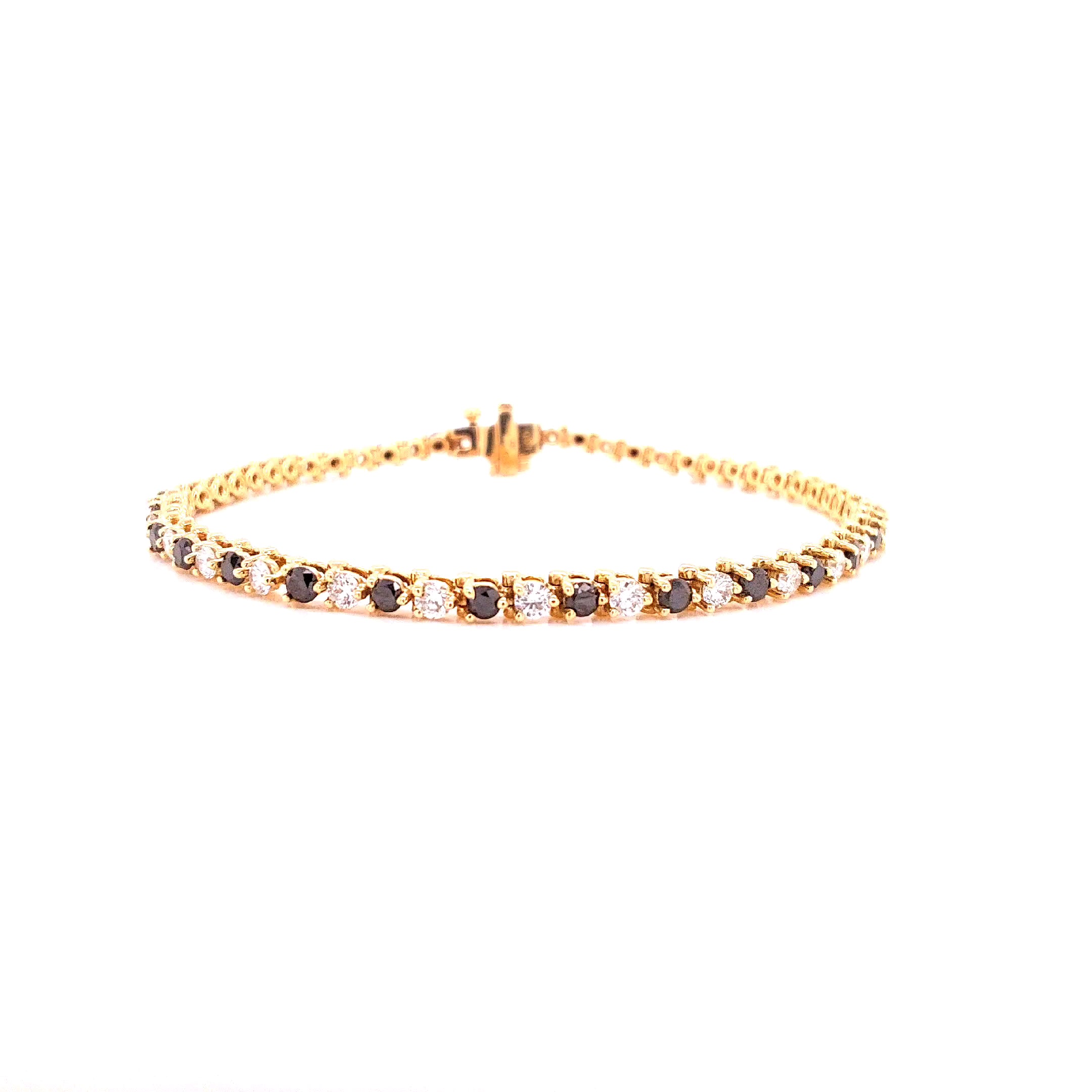 Black Round Diamond Tennis Bracelet, 3.5 ct., 14K Yellow Gold, Lab Grown