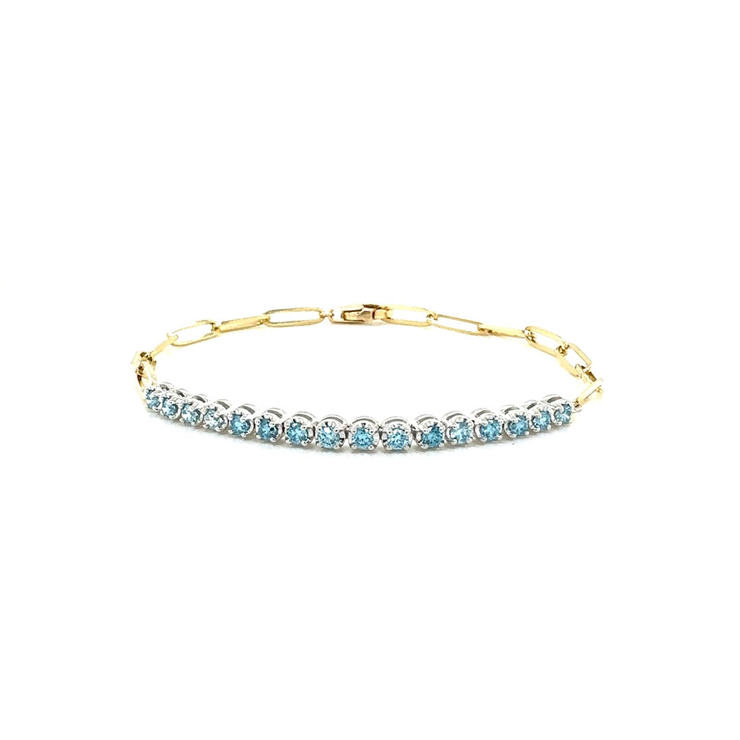 Blue Round Diamond Paper Clip Bracelet, 0.57 ct., 14K Two-Tone Gold, Lab Grown