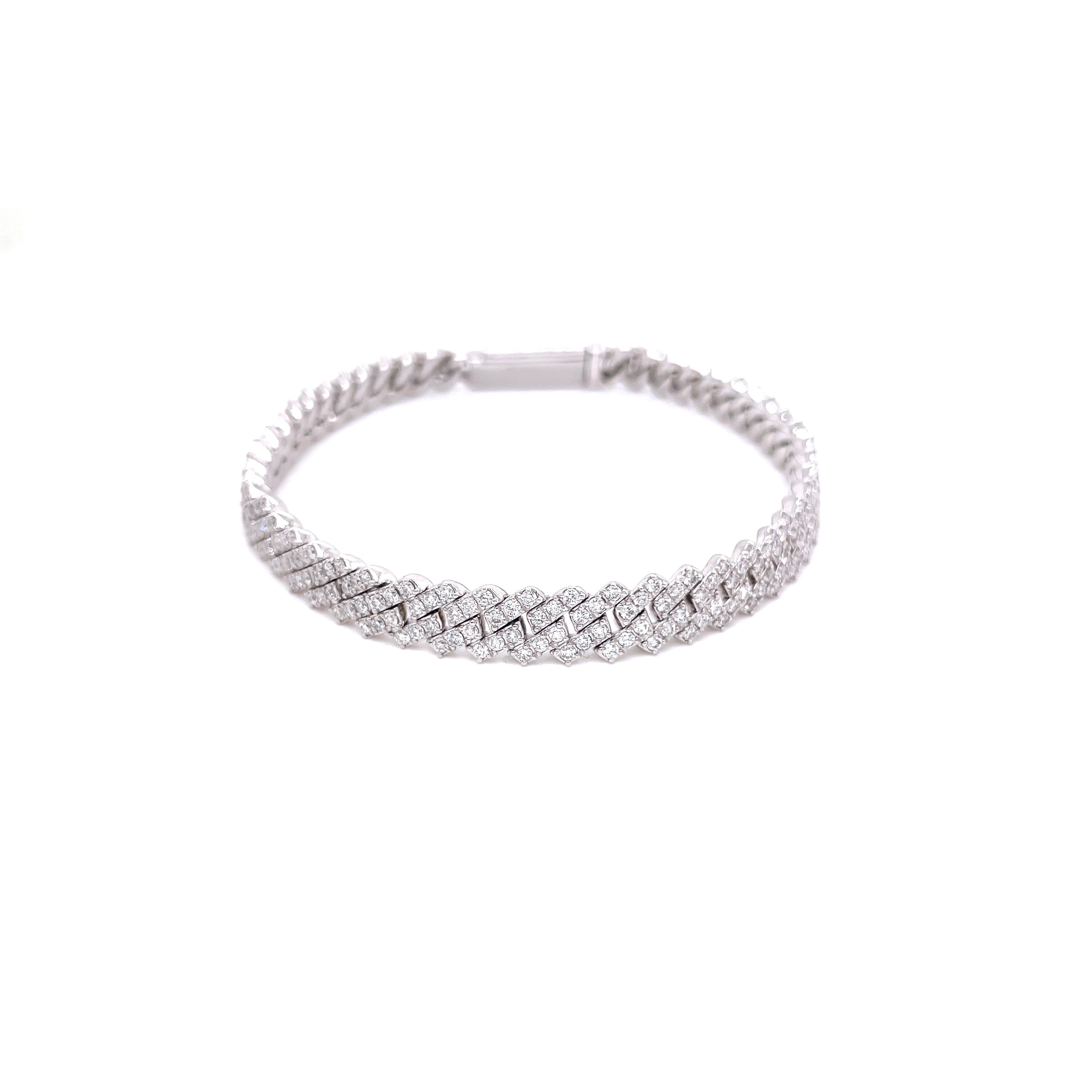 Round Diamond Silver Bracelet, 5.37 ct., Lab Grown
