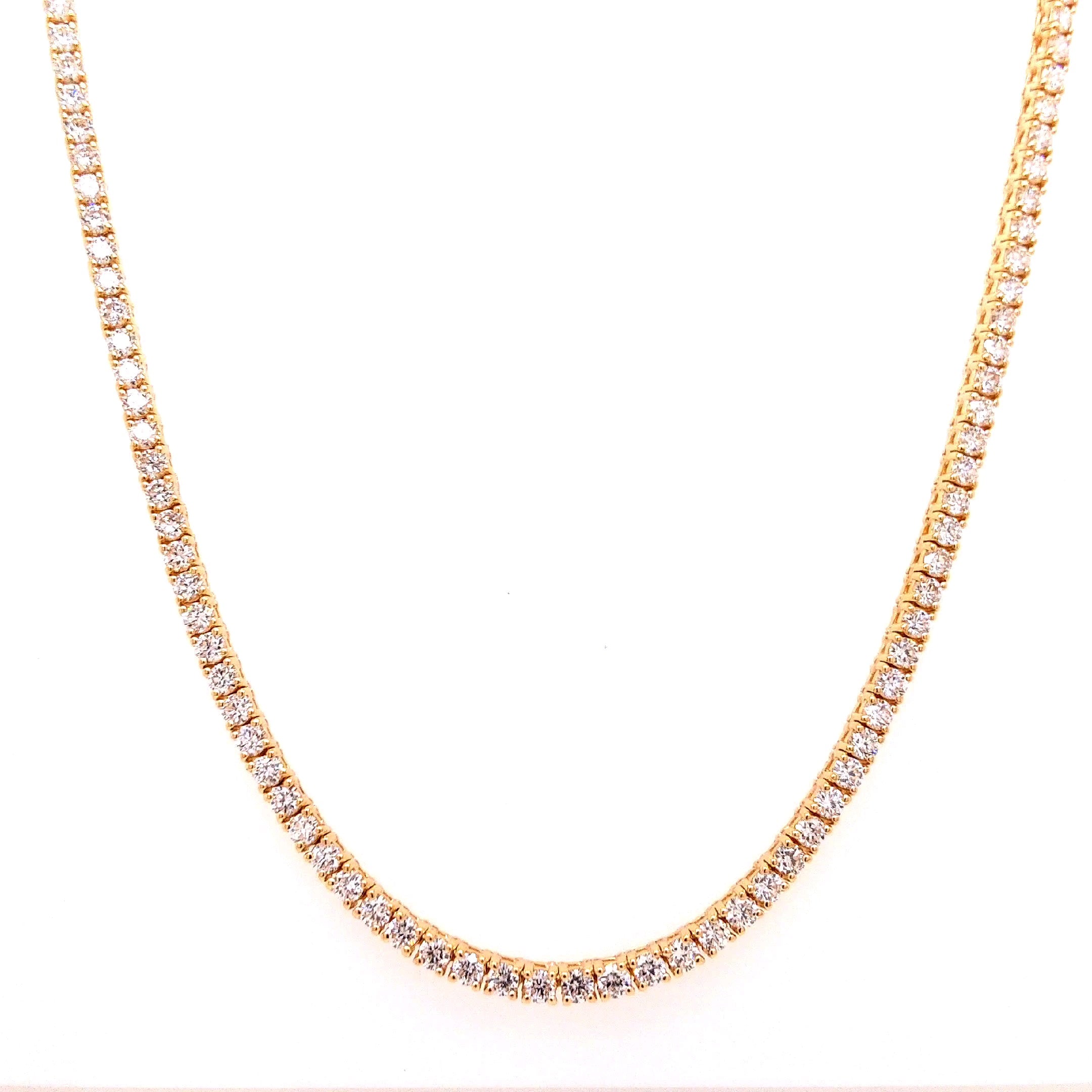 Round Diamond Tennis Necklace, 6.38 ct., 14K Yellow Gold, Lab Grown