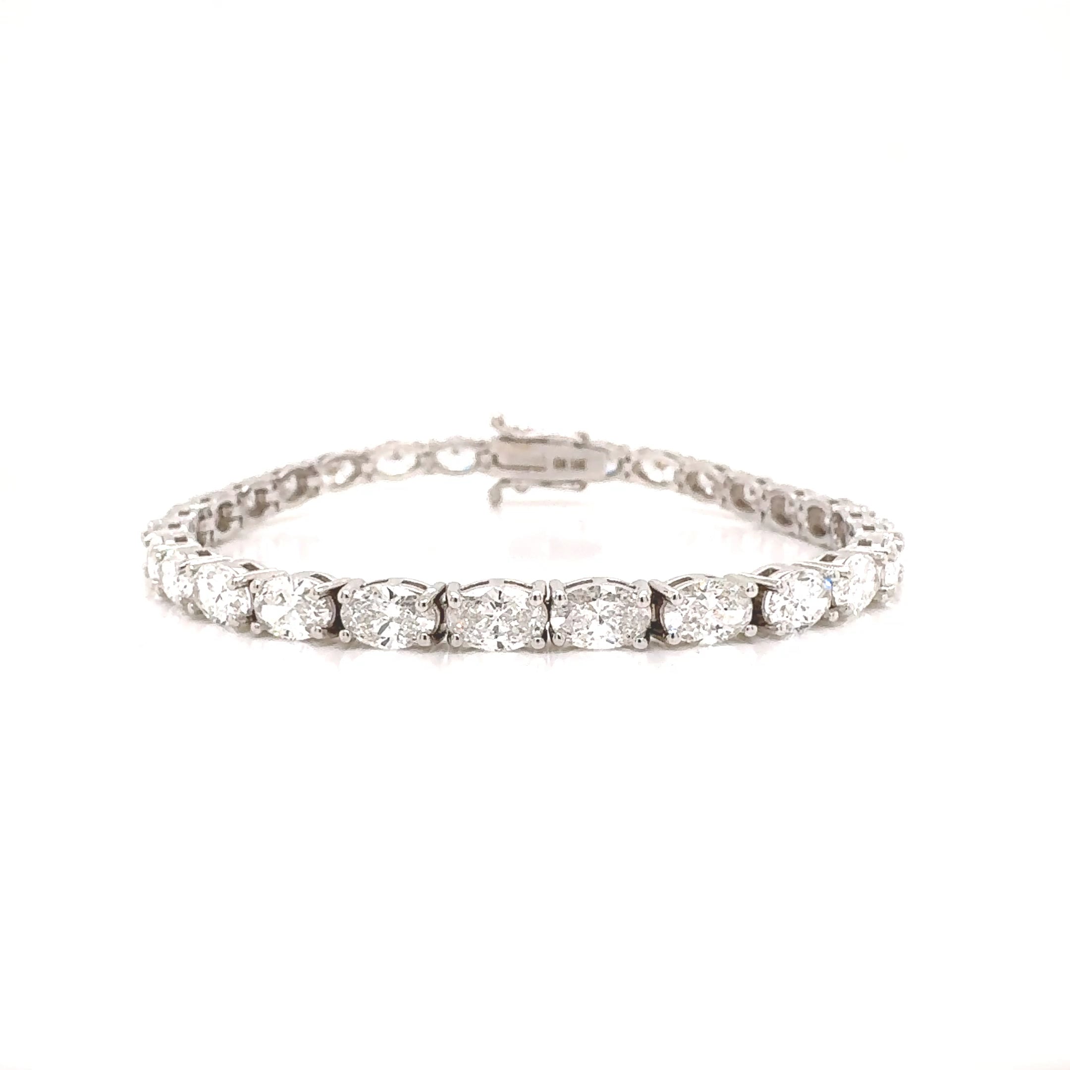 Oval Diamond Tennis Bracelet, 11.36 ct., 14K White Gold, Lab Grown