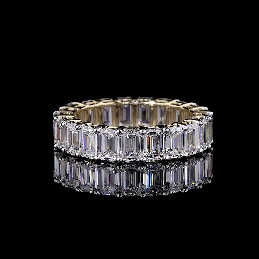 Emerald Cut Diamond Eternity Band 14K Yellow Gold, Lab Grown