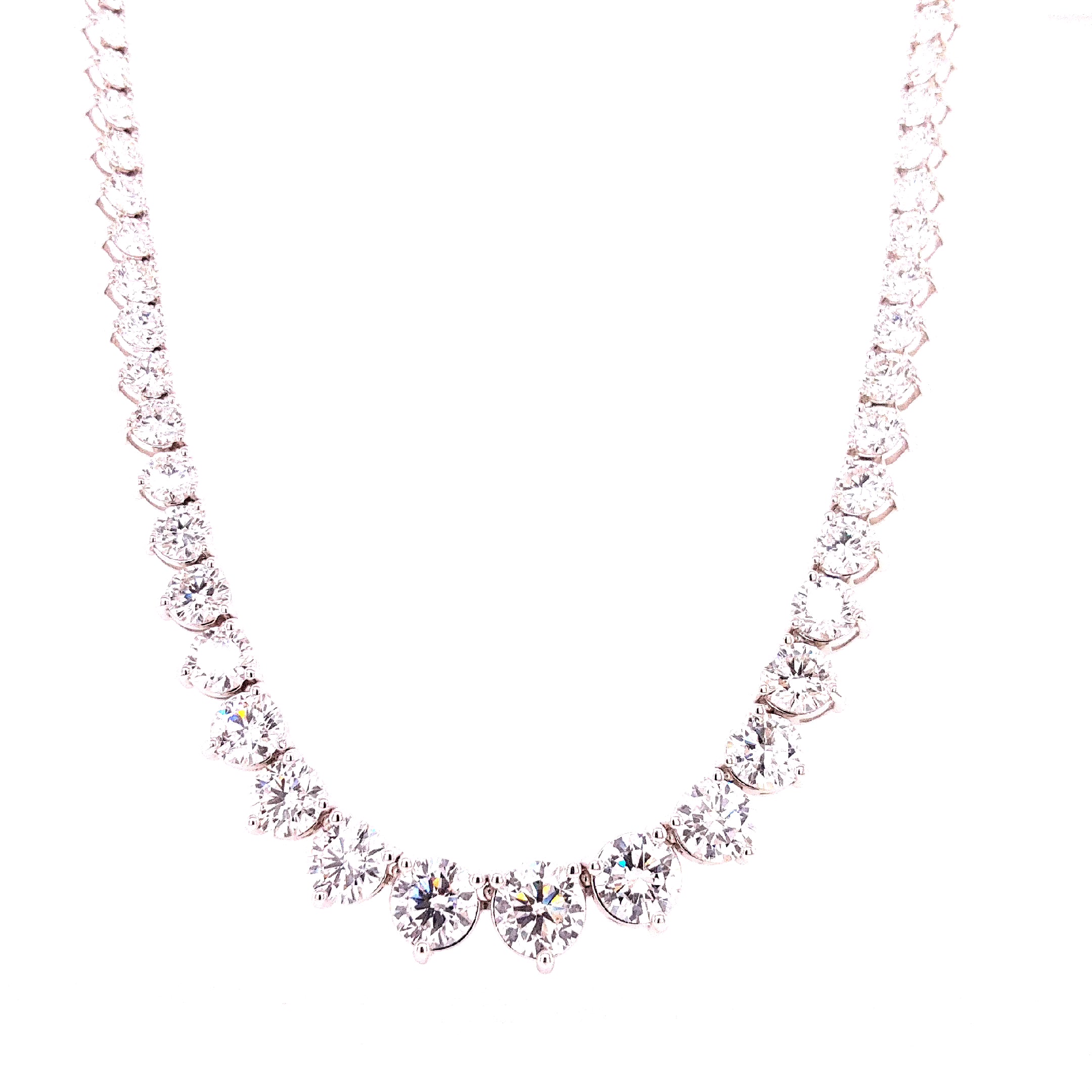 Round Diamond  Riviera Necklace, 24.48 ct., 14K White Gold