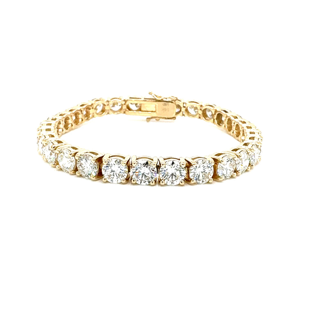 Round Diamond Tennis Bracelet, 19.24 ct., 14K Yellow Gold, Lab Grown