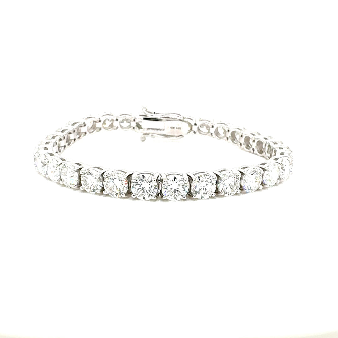 Round Diamond Tennis Bracelet, 22.80 ct., 14K White Gold, Lab Grown