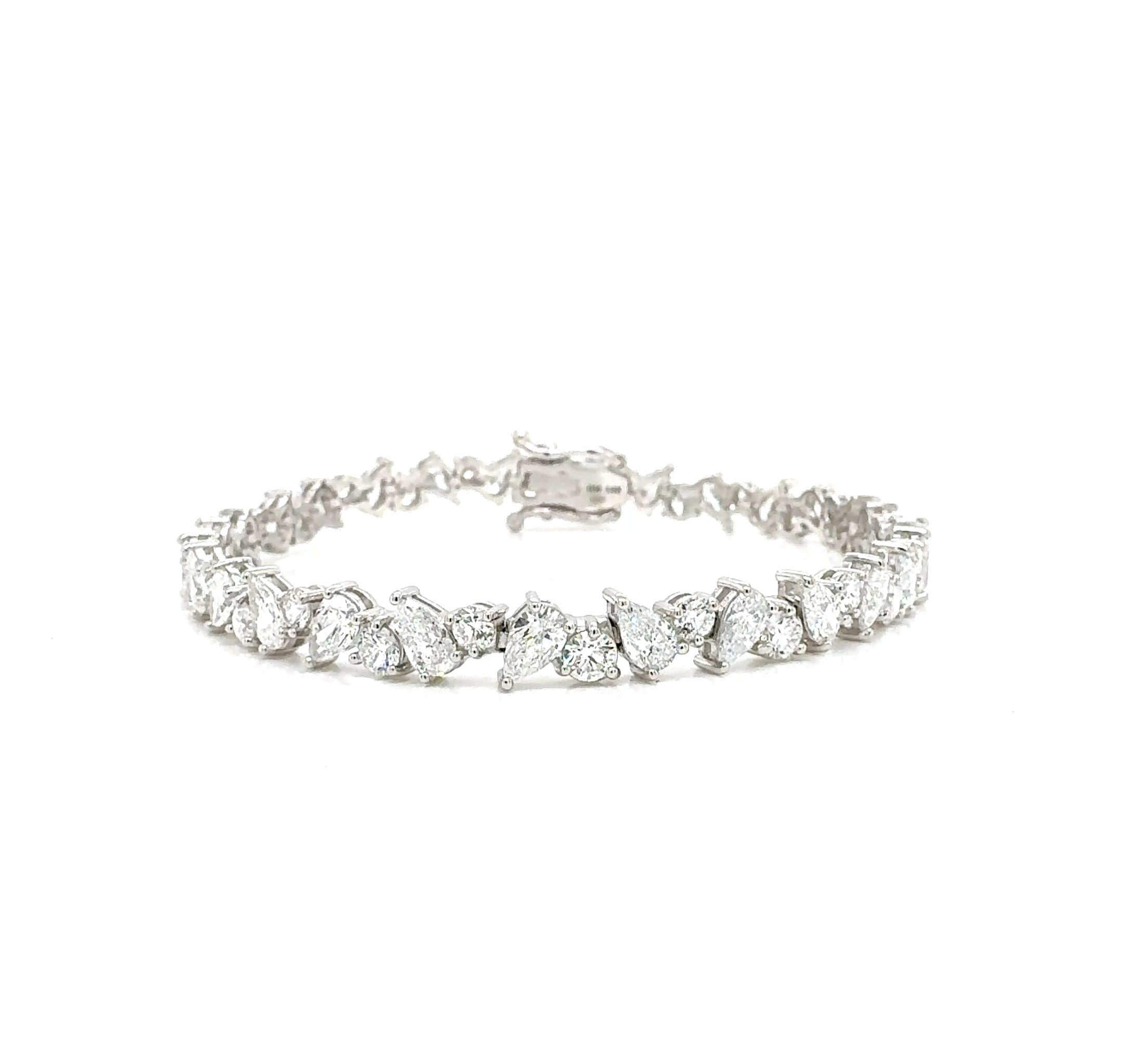 Pear & Round Diamond Fancy Bracelet, 7.65 ct., 14K White Gold