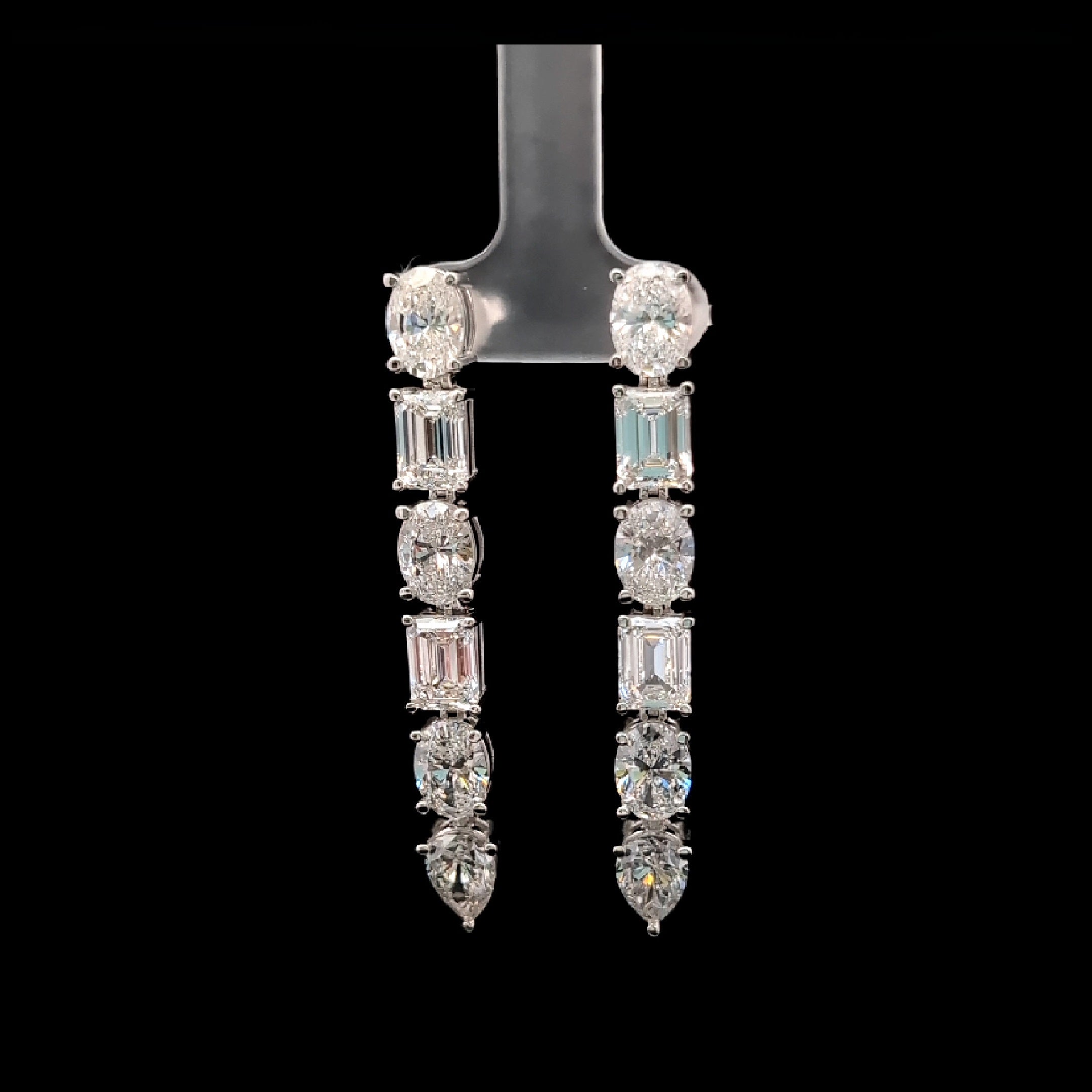 Diamond Drop Earrings 14K White Gold, Lab Grown