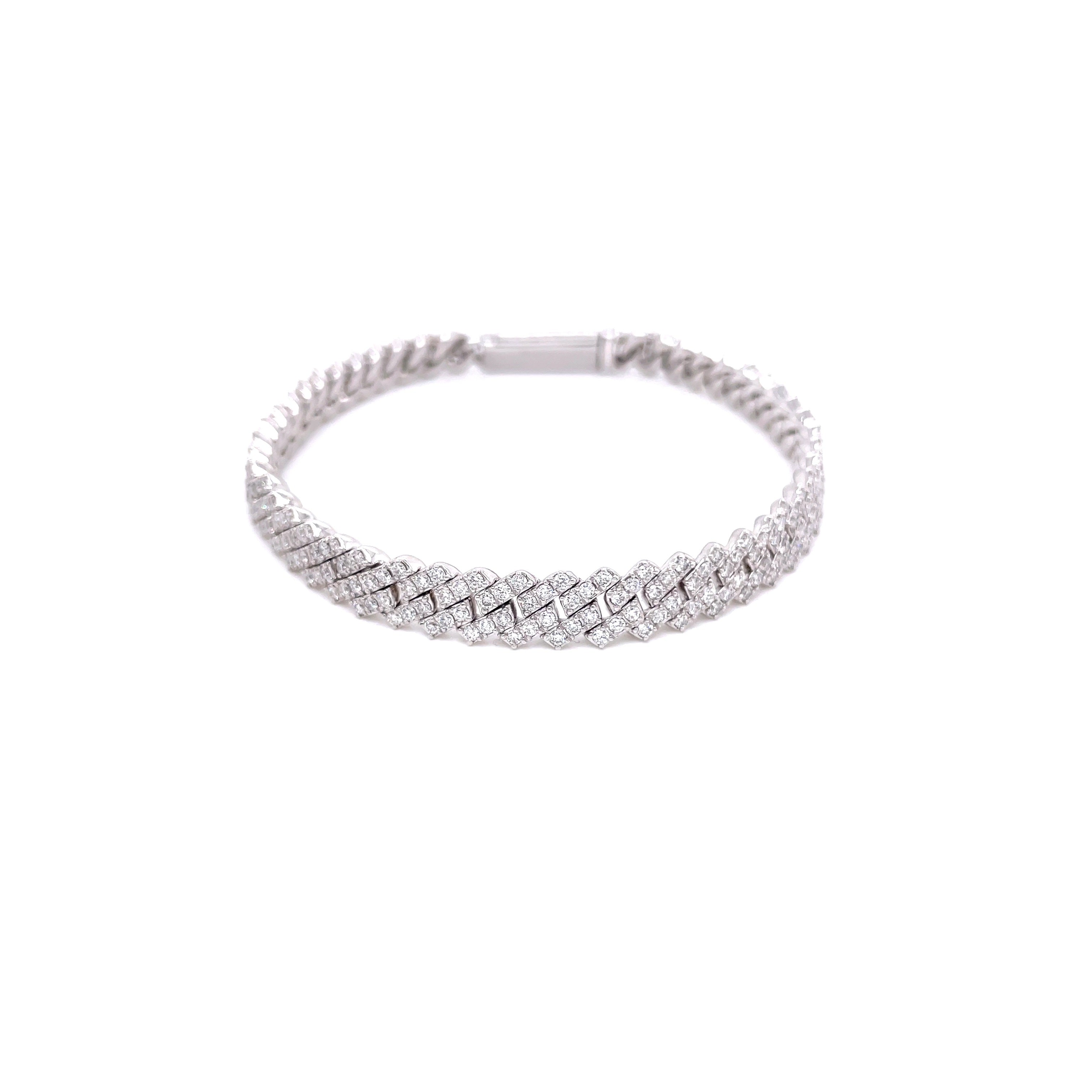 Round Diamond Silver Bracelet, 4.87 ct., Lab Grown