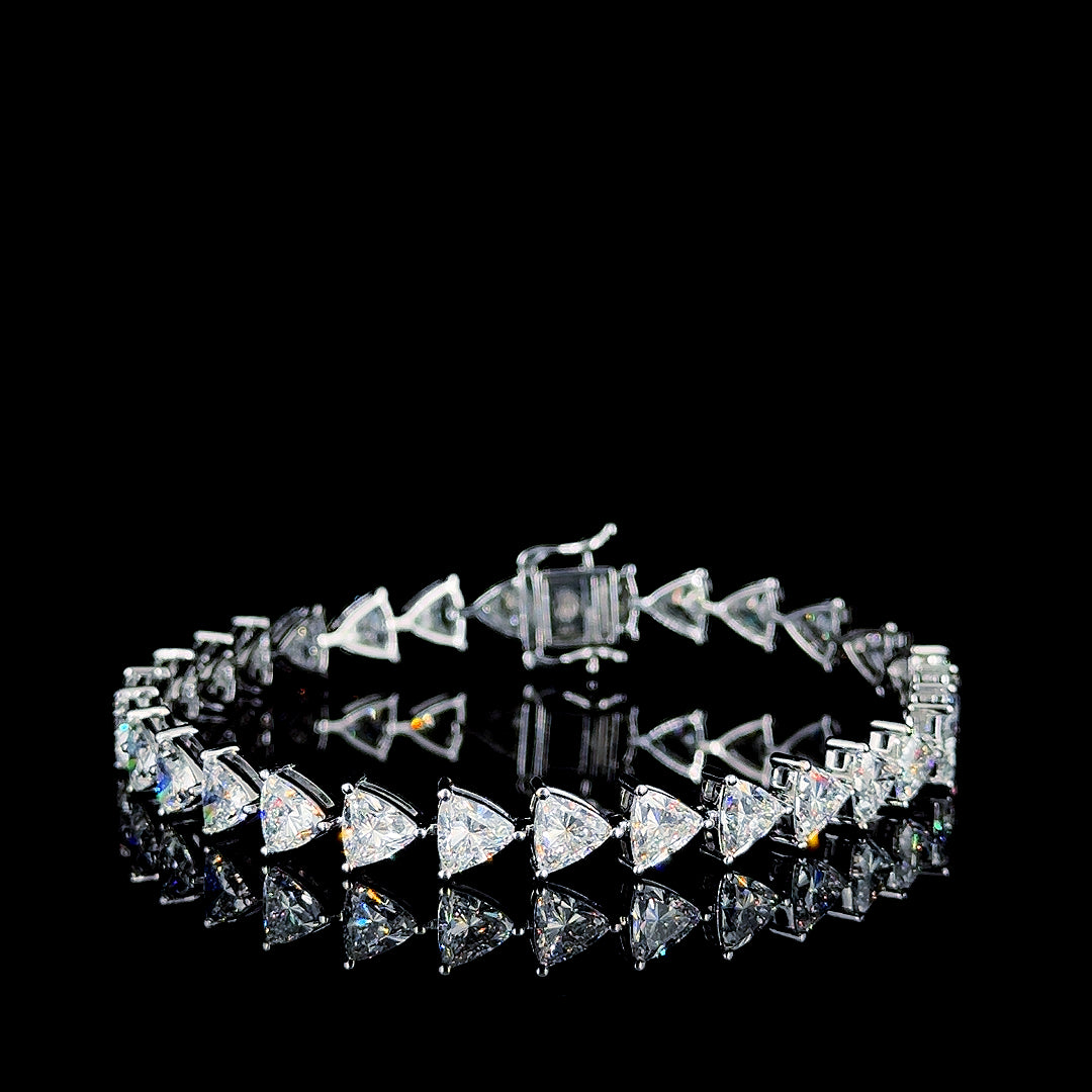 Trillion Diamond Tennis Bracelet 14K White Gold, Lab Grown