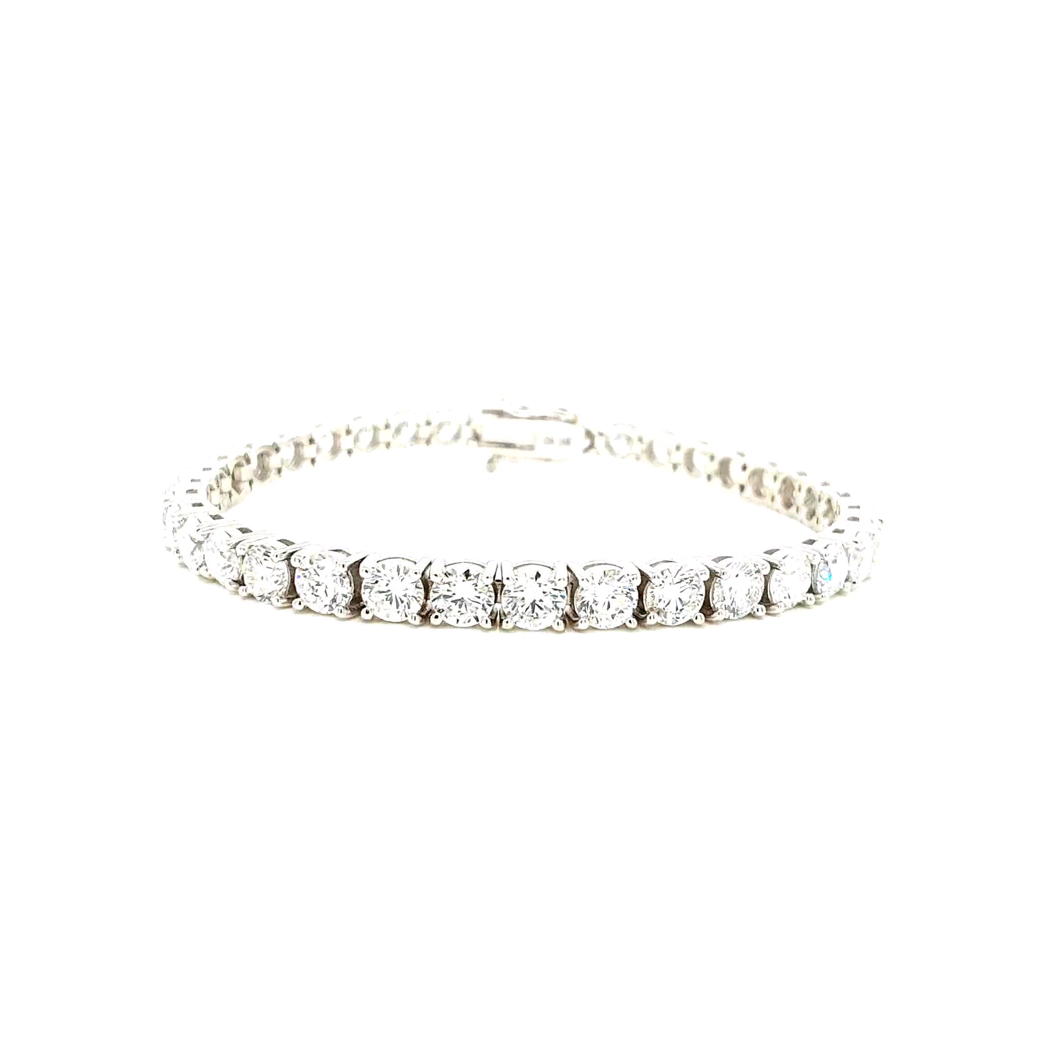 Round Diamond Tennis Bracelet, 12.5 ct., 14K White Gold, Lab Grown