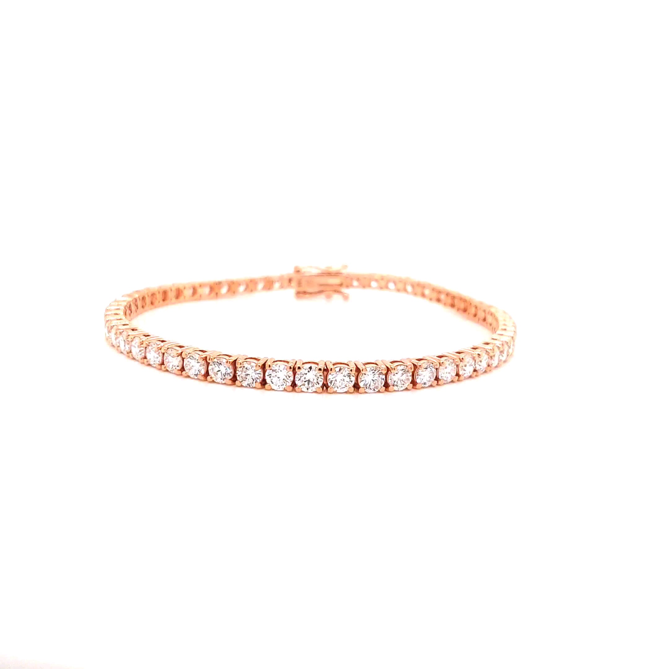 Round Diamond Tennis Bracelet, 5.28 ct., 14K Rose Gold, Lab Grown