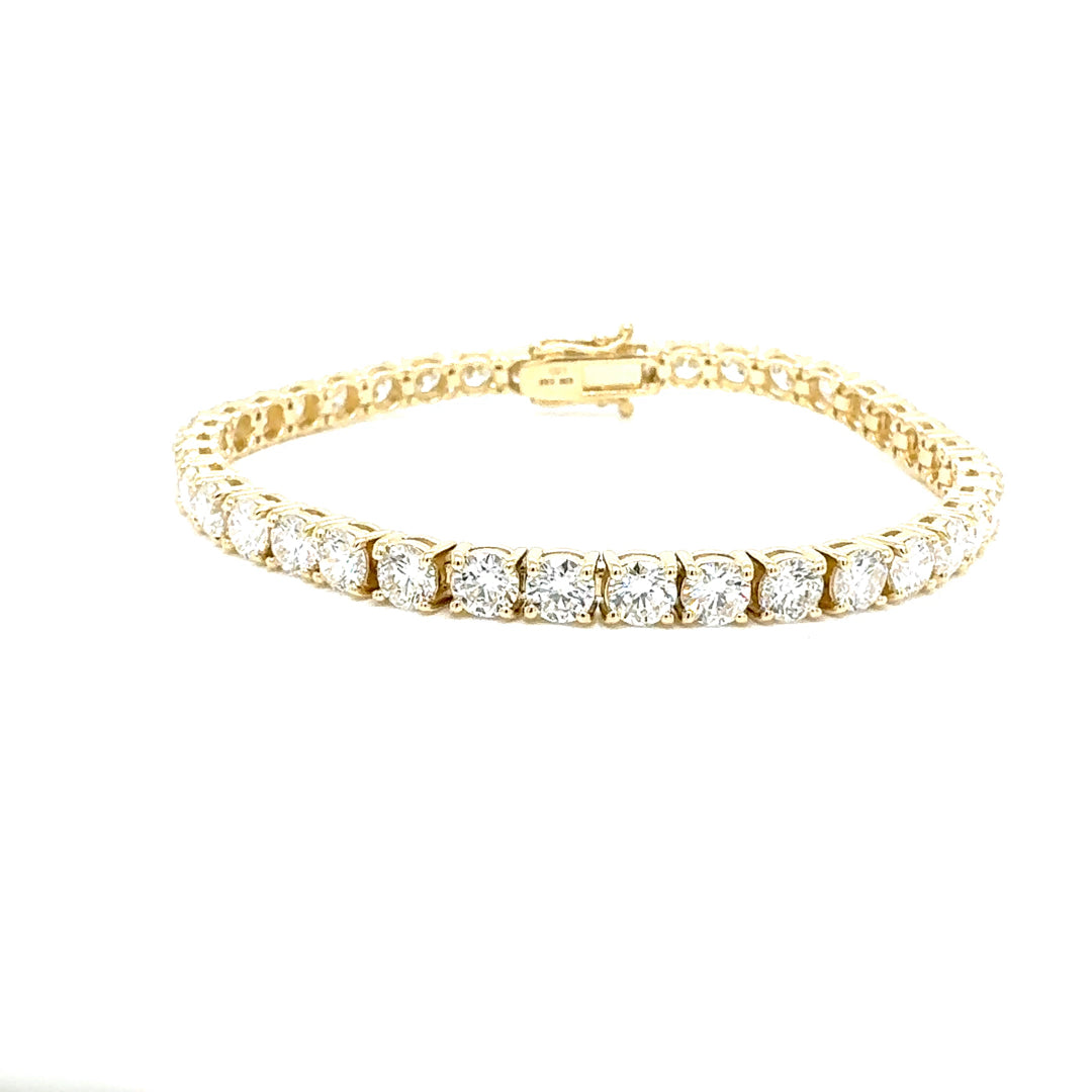 Round Diamond Tennis Bracelet, 11.07 ct., 14K Yellow Gold, Lab Grown
