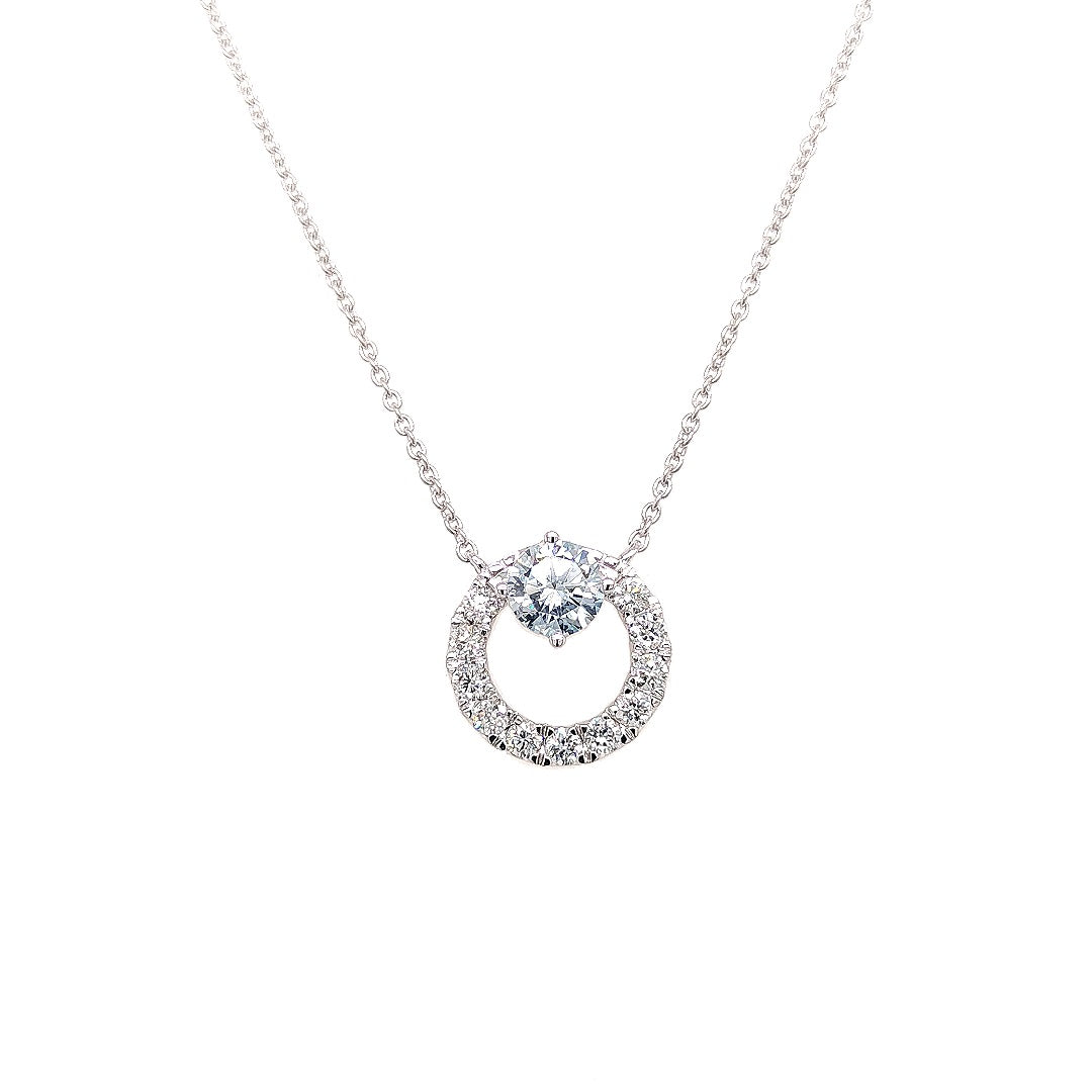 Round Diamond Fancy Pendant, 0.72 ct., 14K White Gold, Lab Grown