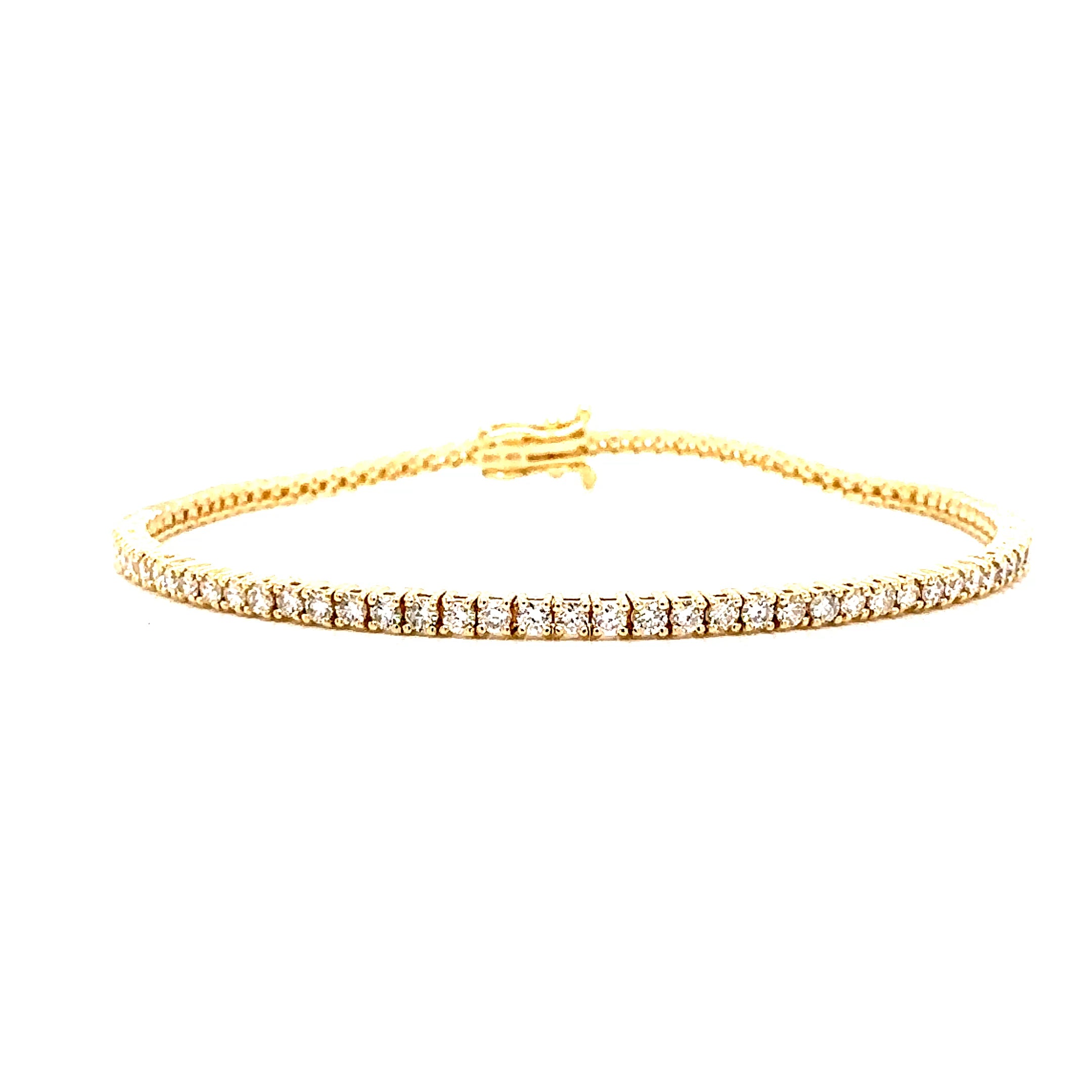 Round Diamond Tennis Bracelet, 2.00 ct., 14K Yellow Gold, Lab Grown
