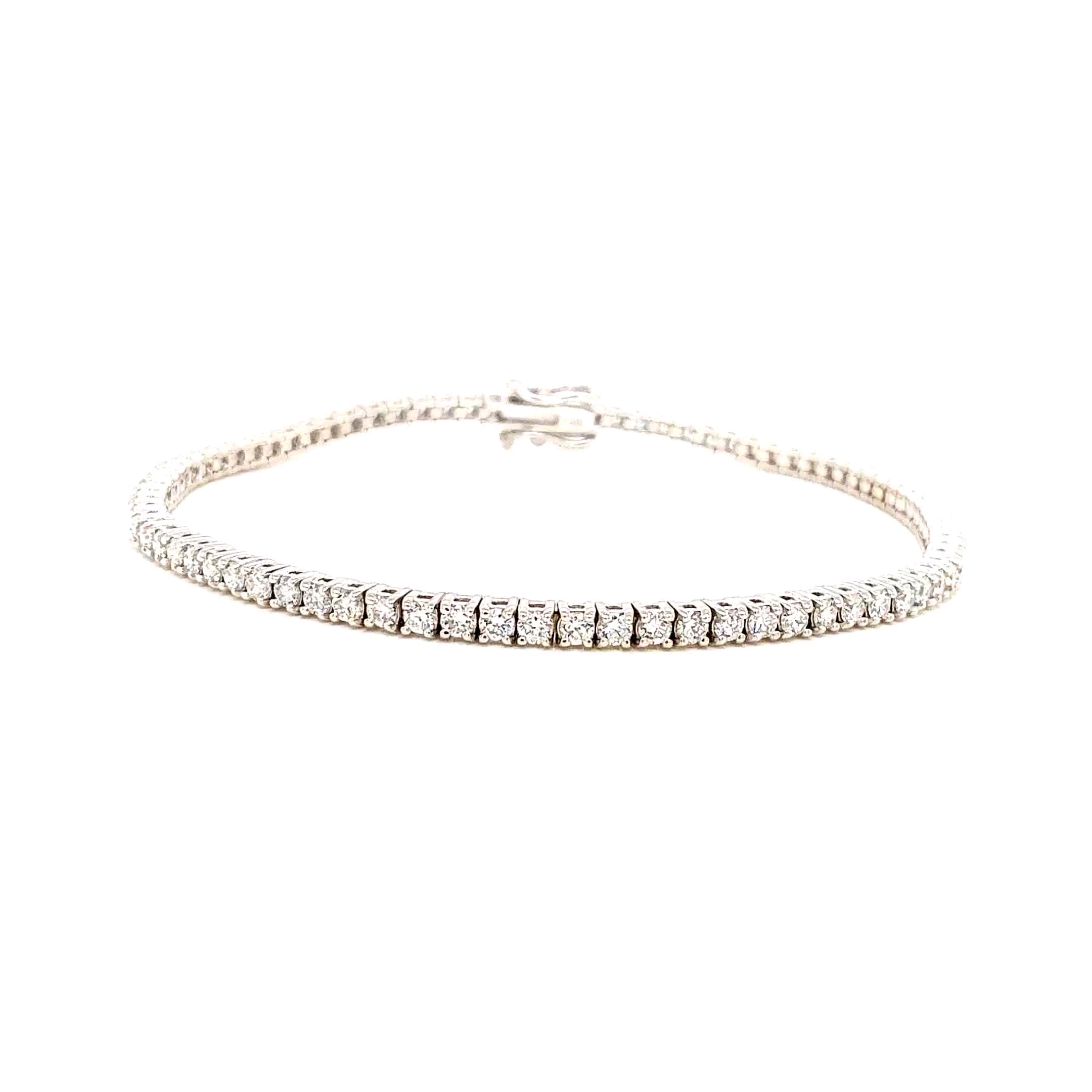 Round Diamond Tennis Bracelet, 2.04 ct., 14K White Gold, Lab Grown