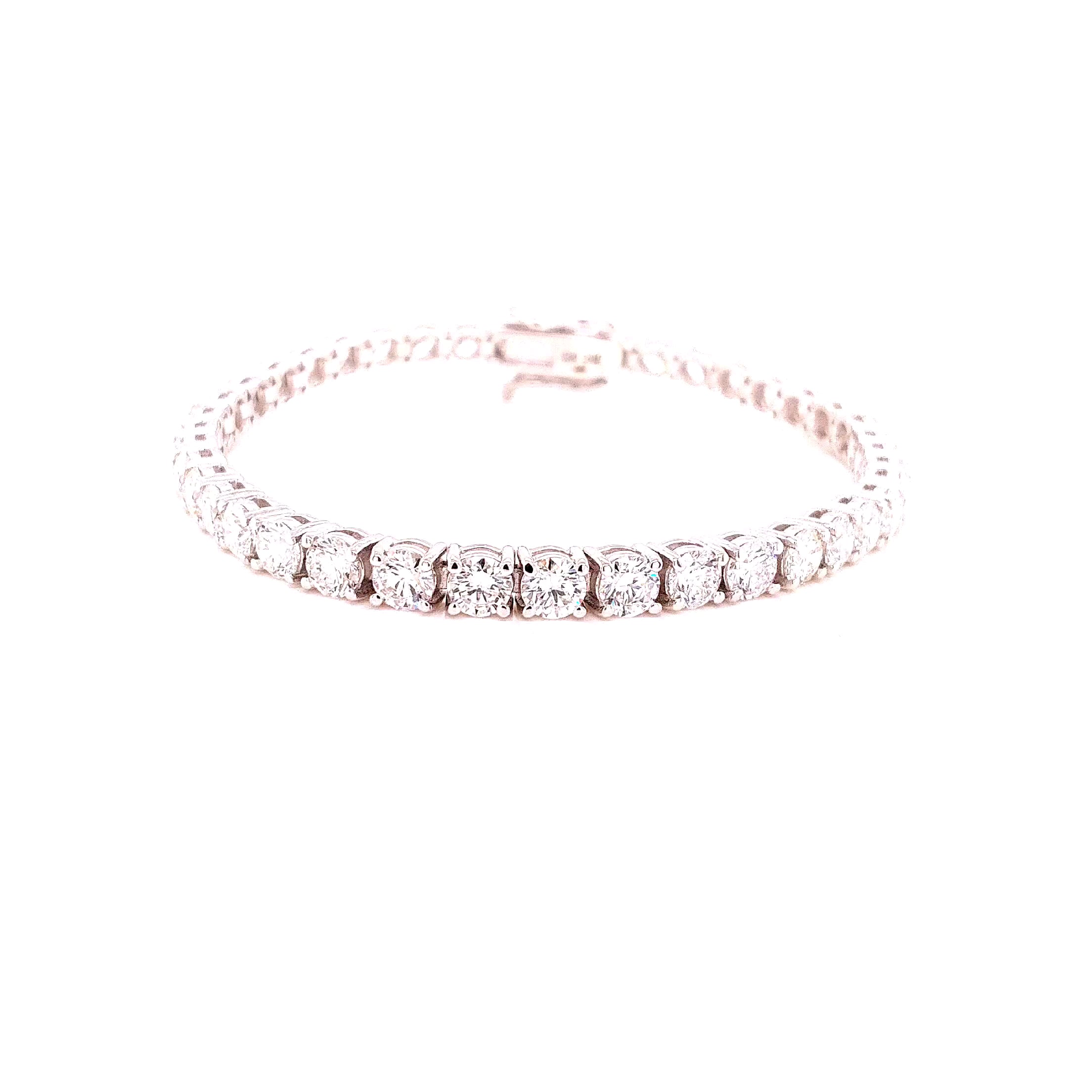 Round Diamond Tennis Bracelet, 9.61 ct., 14K White Gold, Lab Grown