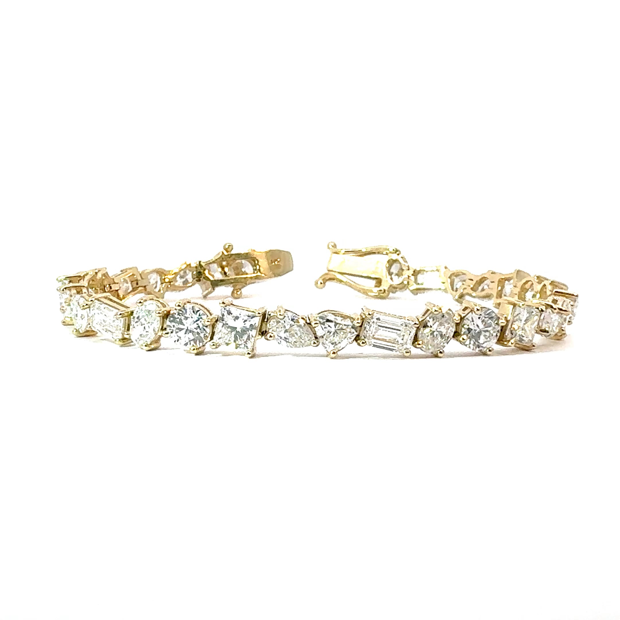 Multi-Shape Diamond Tennis Bracelet, 15.15 ct., 14K Yellow Gold, Lab Grown