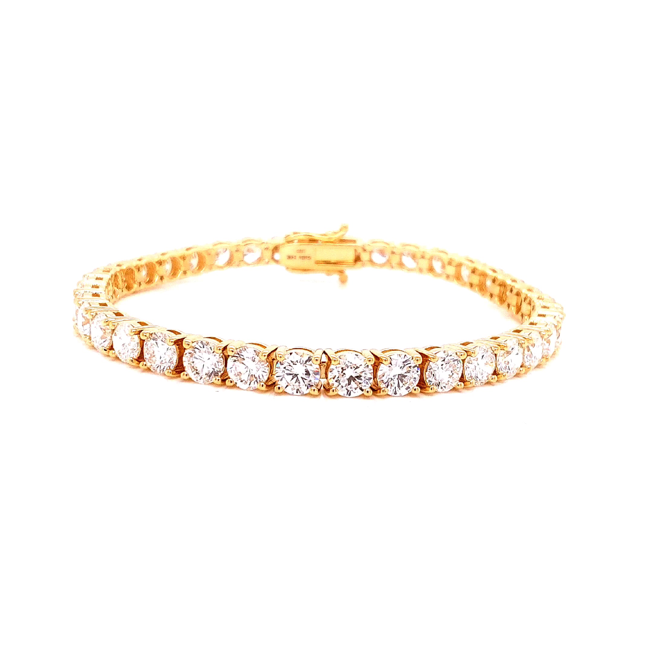 Round Diamond Tennis Bracelet, 12.57 ct., 14K Yellow Gold, Lab Grown