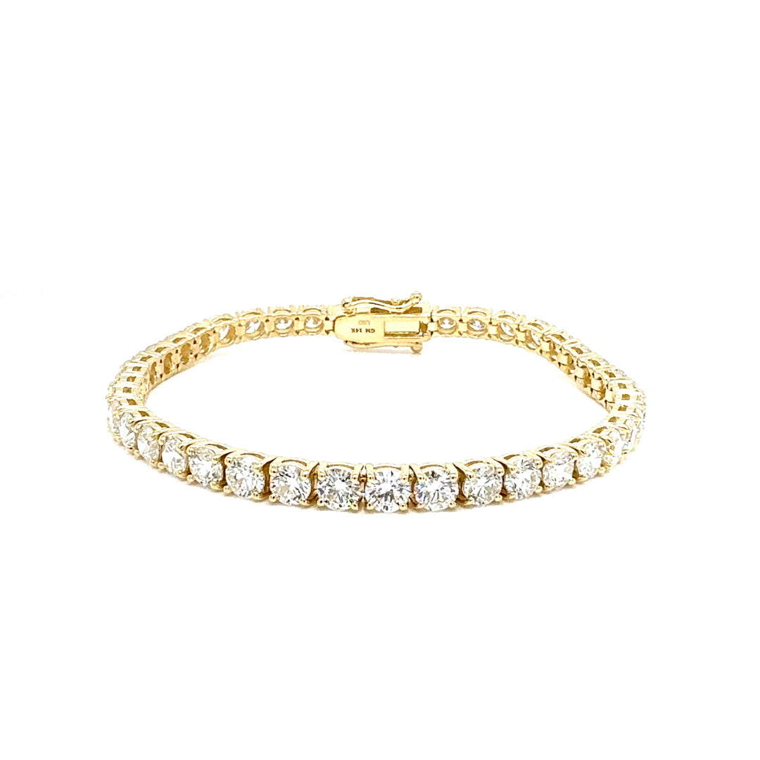 Round Diamond Tennis Bracelet, 9.58 ct., 14K Yellow Gold, Lab Grown